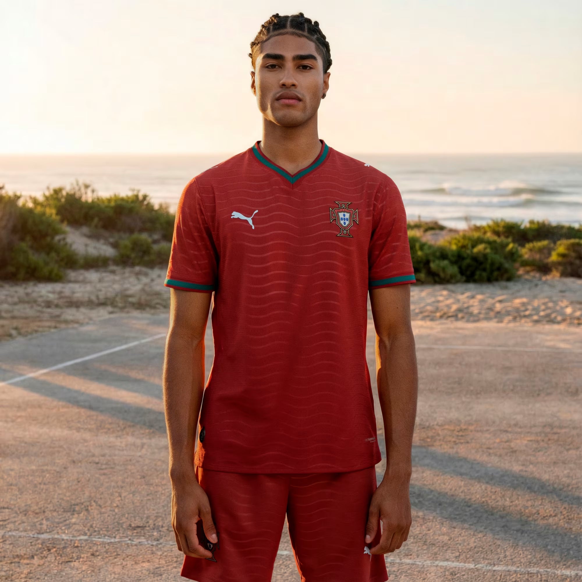 PUMA Portugal 2026/27 Match Home Men's Soccer Authentic Jersey - Club Red-Green Lagoon