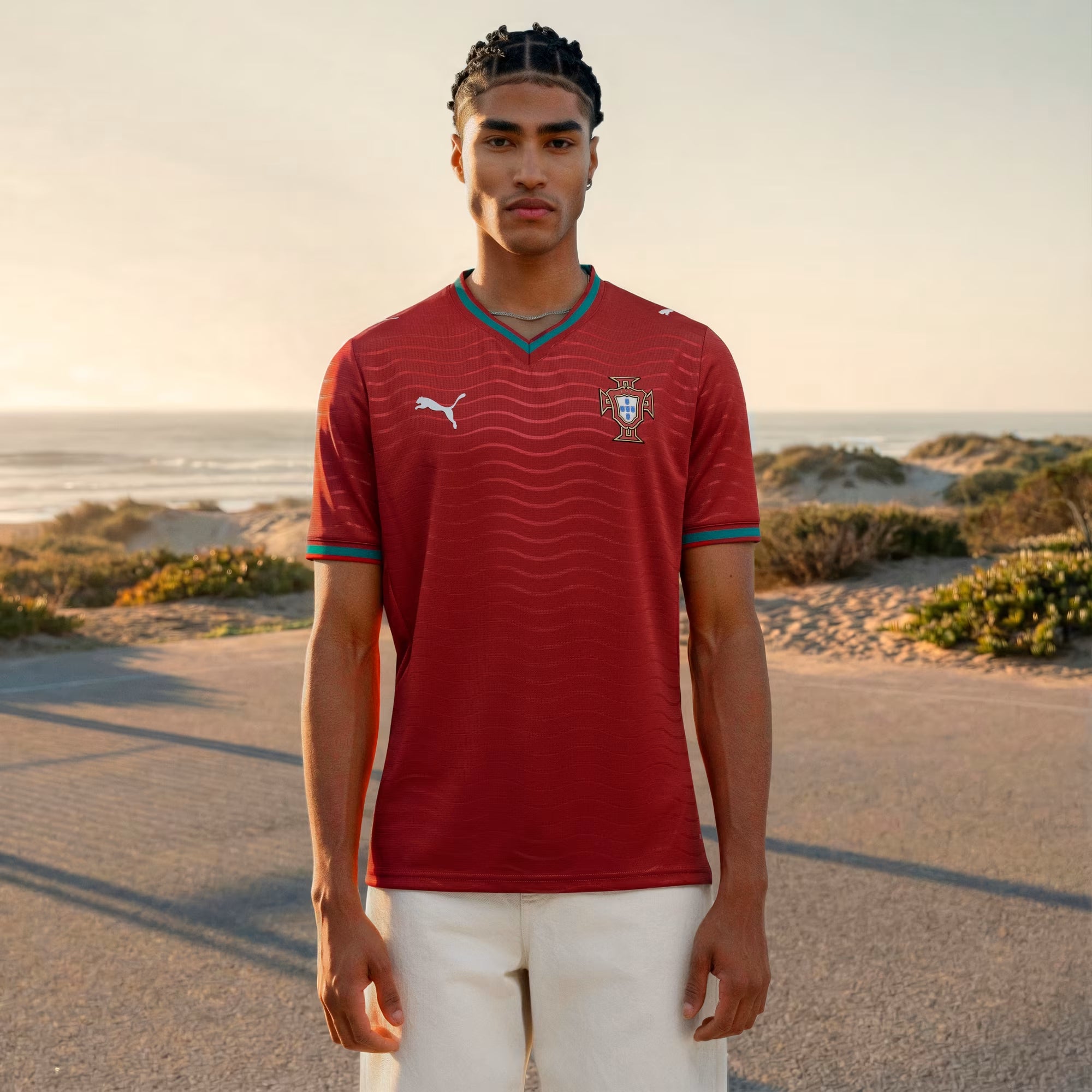 PUMA Portugal 2026/27 Stadium Home Men's Soccer Jersey - Club Red-Green Lagoon