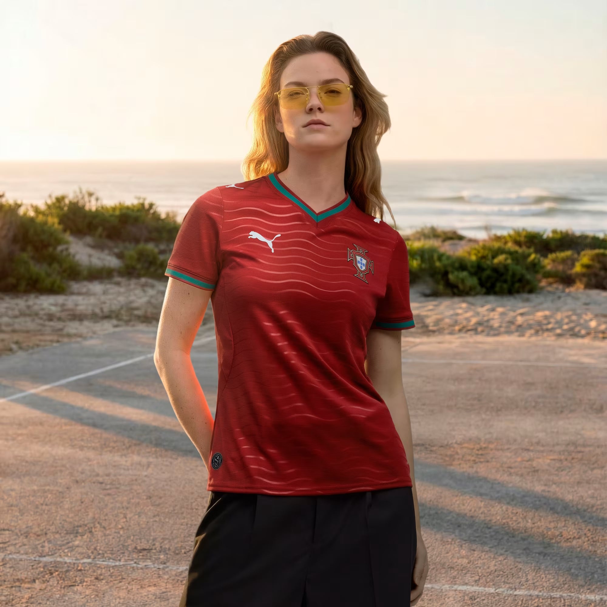 PUMA Portugal 2026/27 Stadium Home Women's Soccer Jersey - Club Red-Green Lagoon