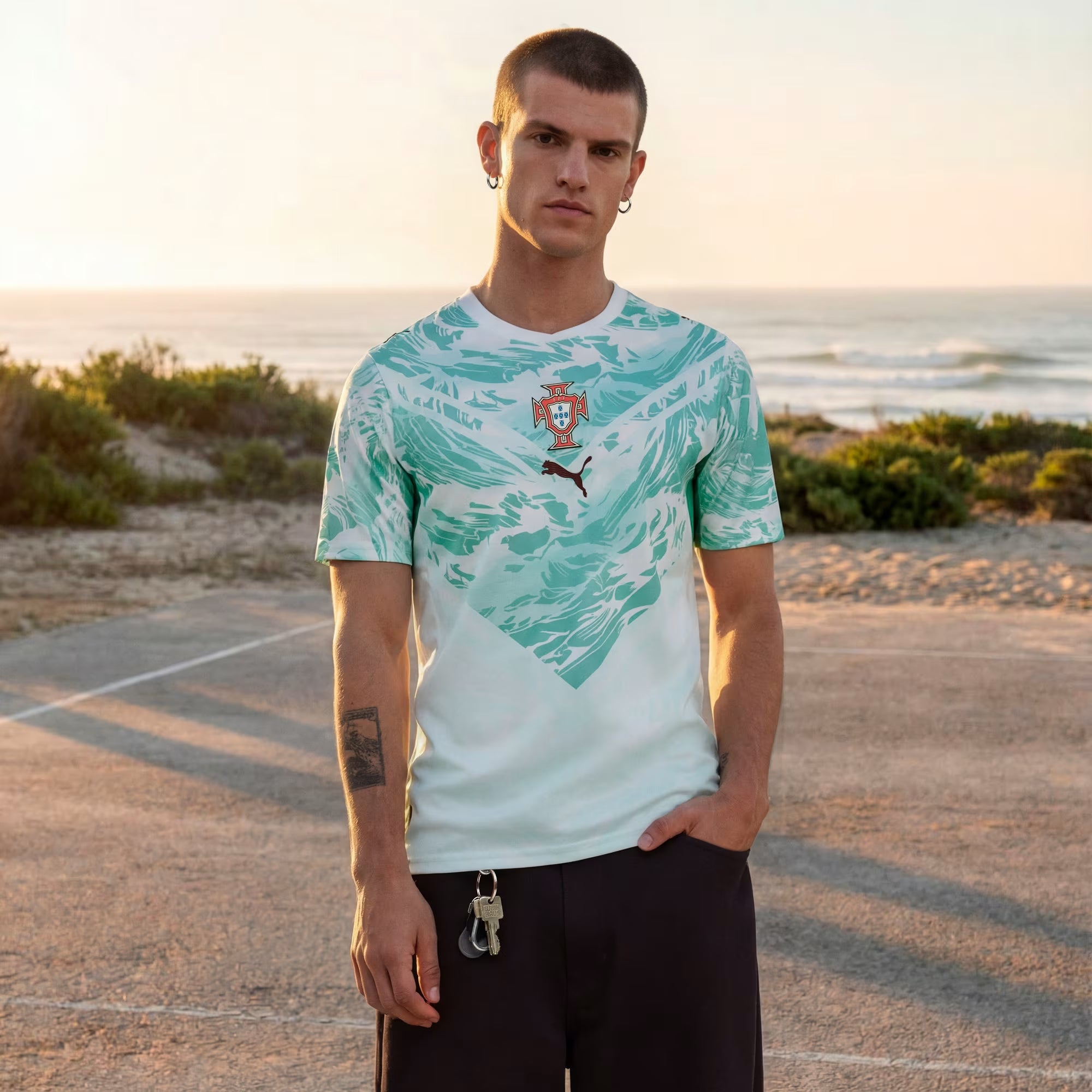 PUMA Portugal 2026 Stadium Away Men's Soccer Jersey - PUMA White-Green Lagoon