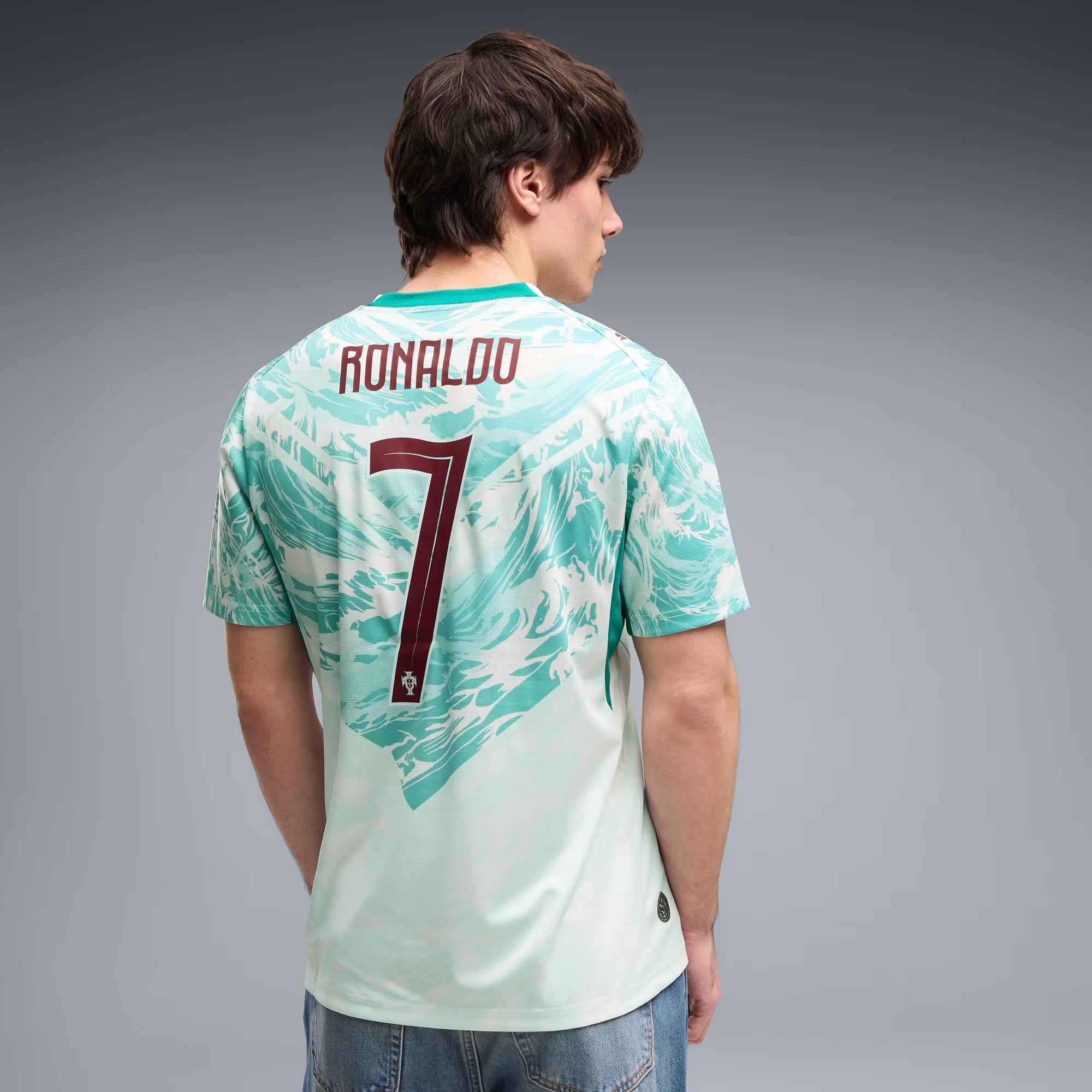 PUMA Portugal 2026 Stadium Away Ronaldo Men's Soccer Jersey - PUMA White-Green Lagoon