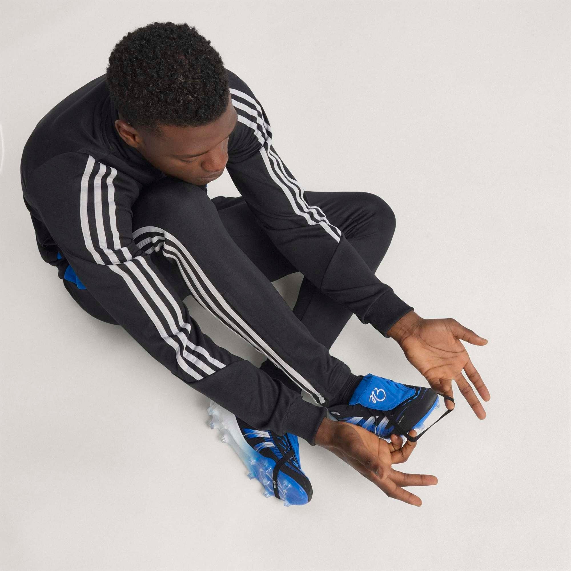 adidas Predator Elite JB Fold-Over Tongue Firm-Ground Low-Top Soccer Cleats - Core Black / Cloud White / Glow Blue