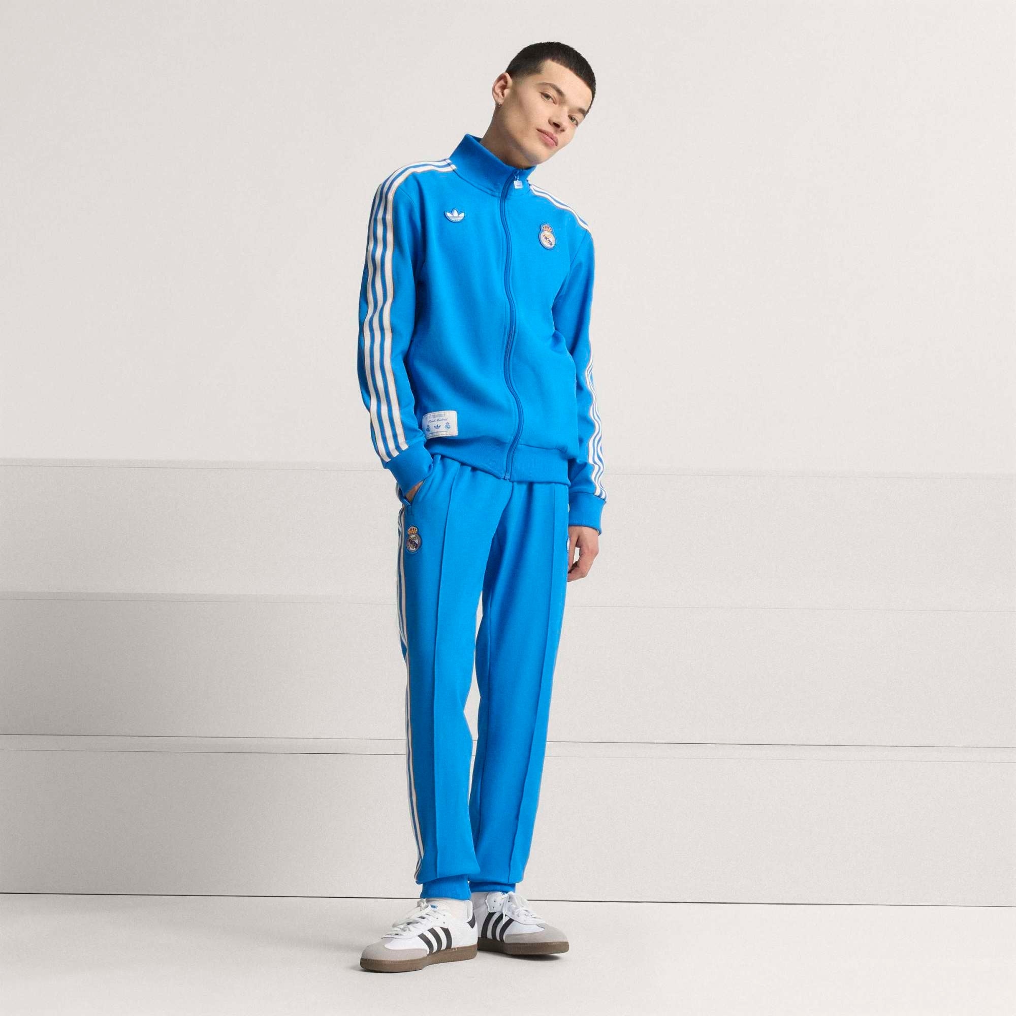 adidas Real Madrid Terrace Icons Men's Full-Zip Soccer Track Jacket - Bluebird / White