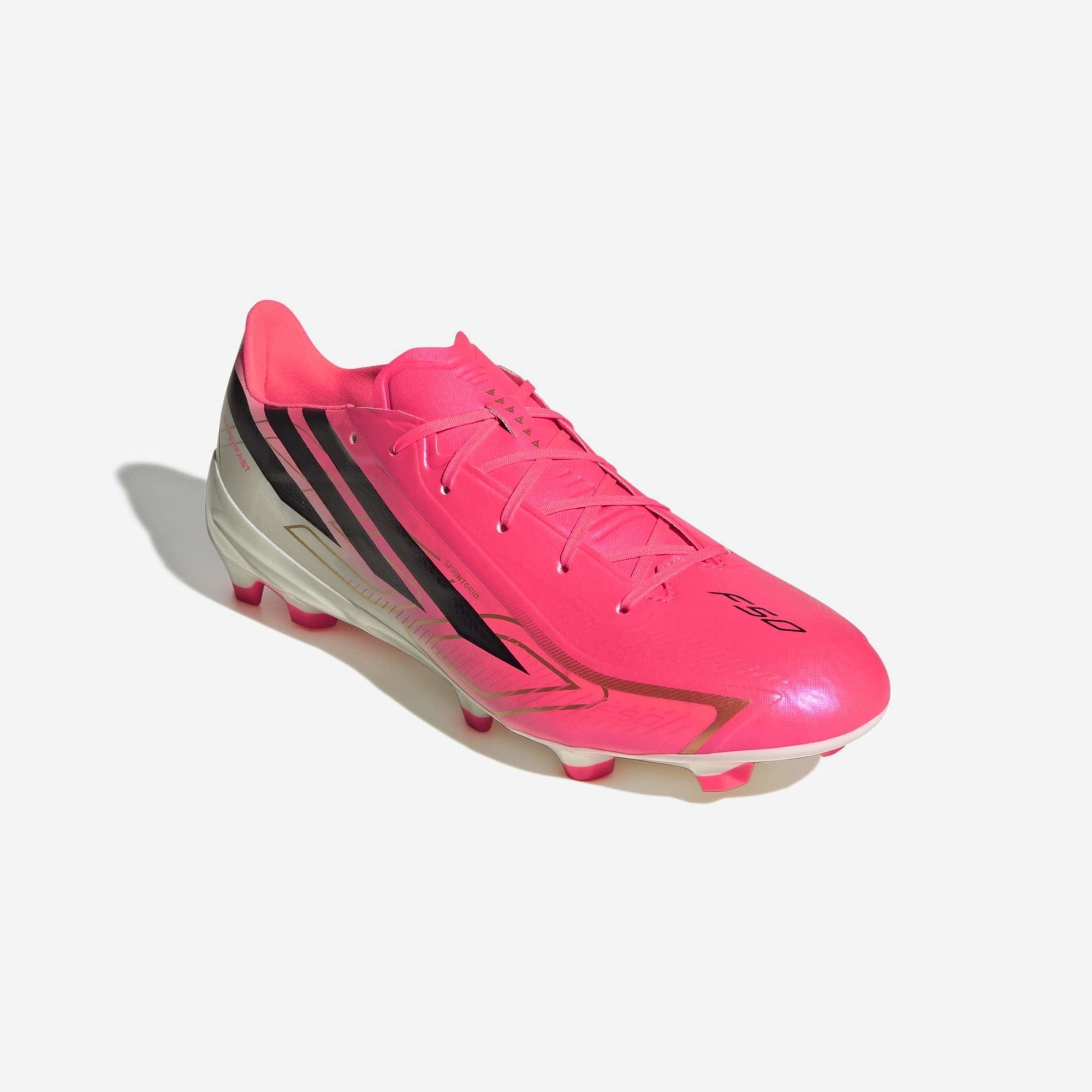 adidas F50 Hyperfast League Firm-Ground Low-Top Soccer Cleats - Solar Turbo / Core Black / Gold Met.