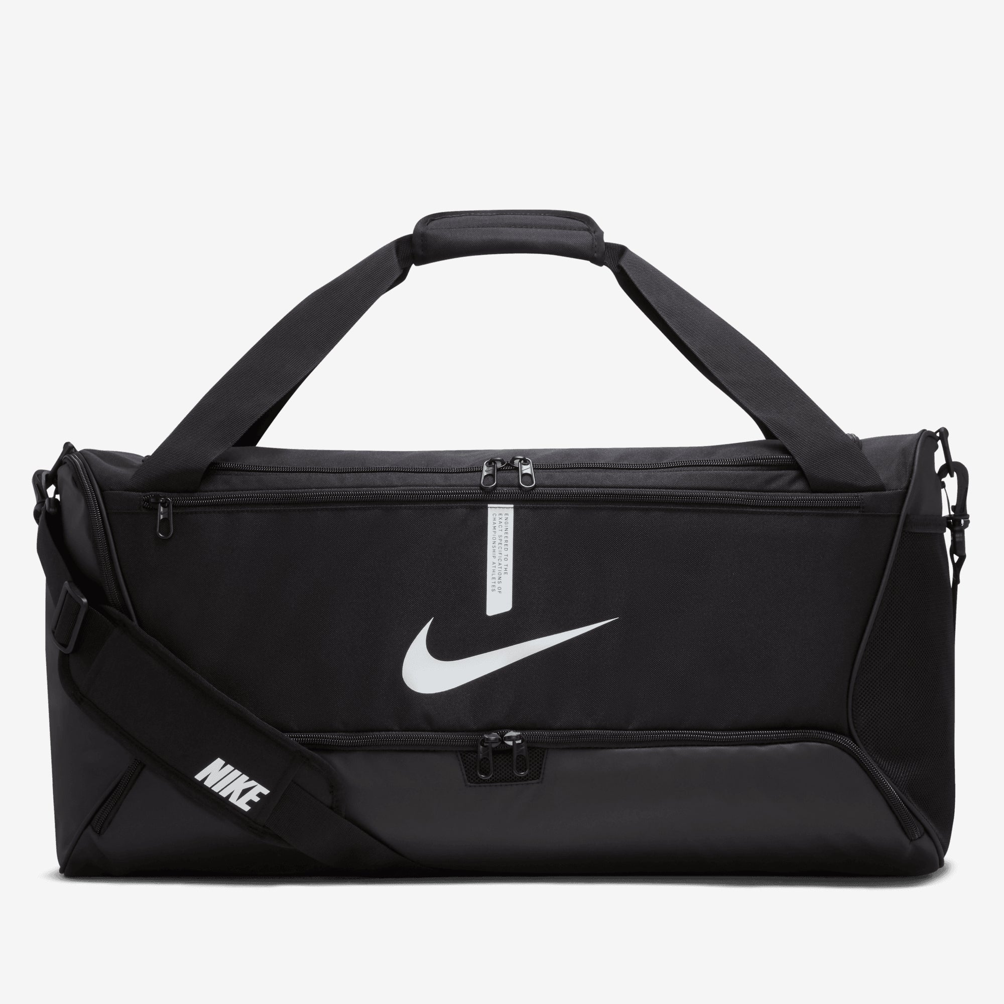 Nike Academy Team Soccer Duffel Bag (Medium, 60L) - Black/Black/White