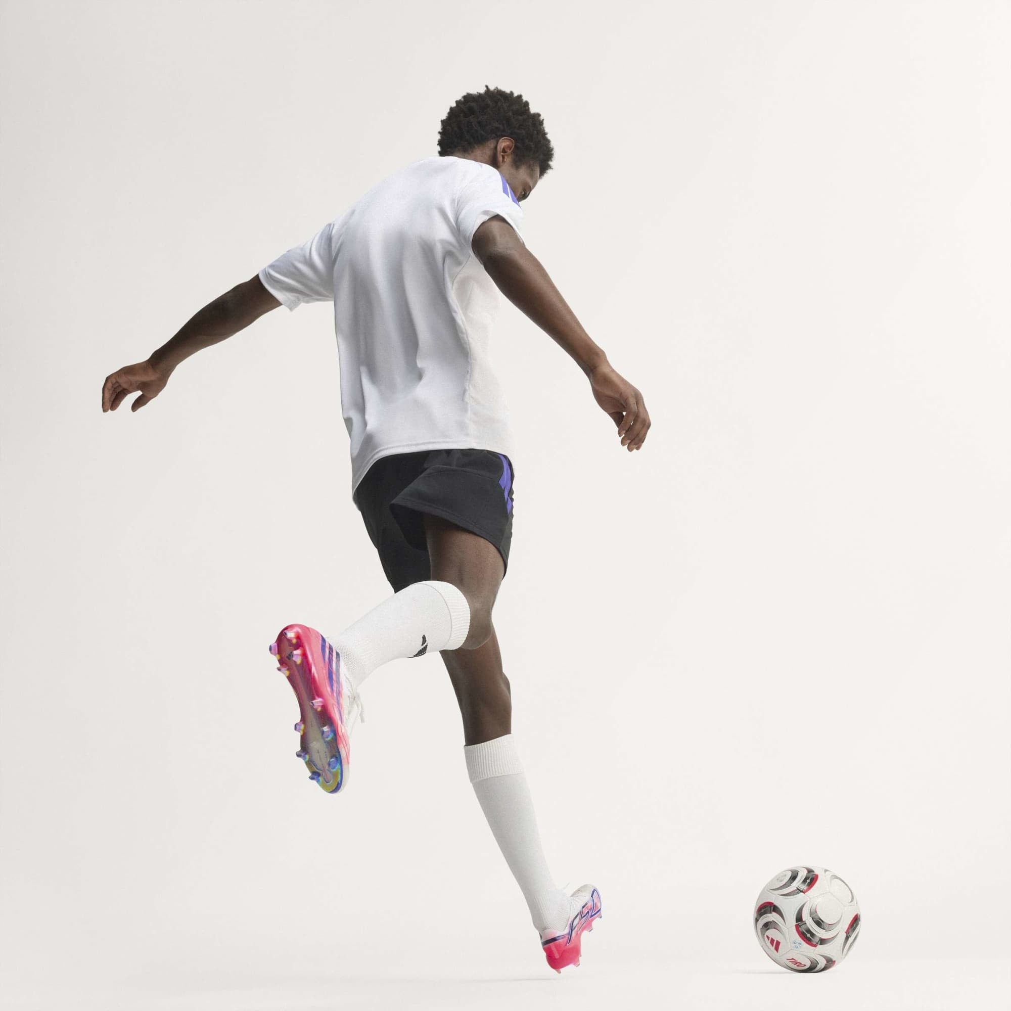 adidas F50 Hyperfast EVO Firm-Ground Low-Top Soccer Cleats - Cloud White / Solar Purple / Solar Turbo