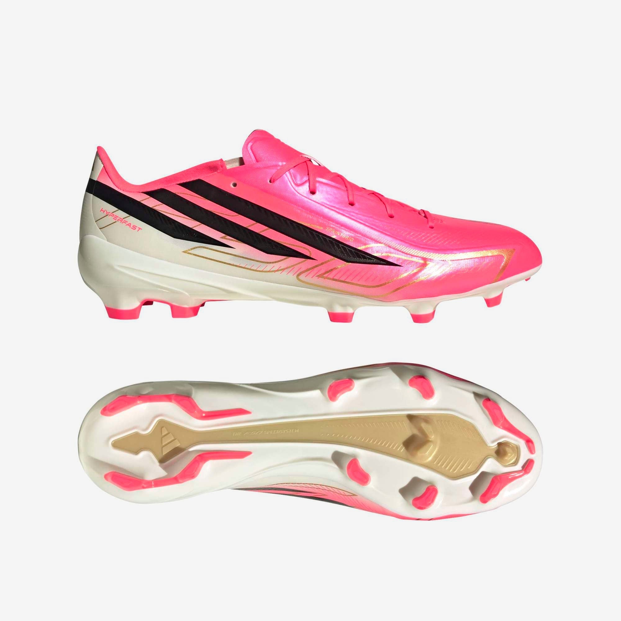 adidas F50 Hyperfast League Firm-Ground Low-Top Soccer Cleats - Solar Turbo / Core Black / Gold Met.