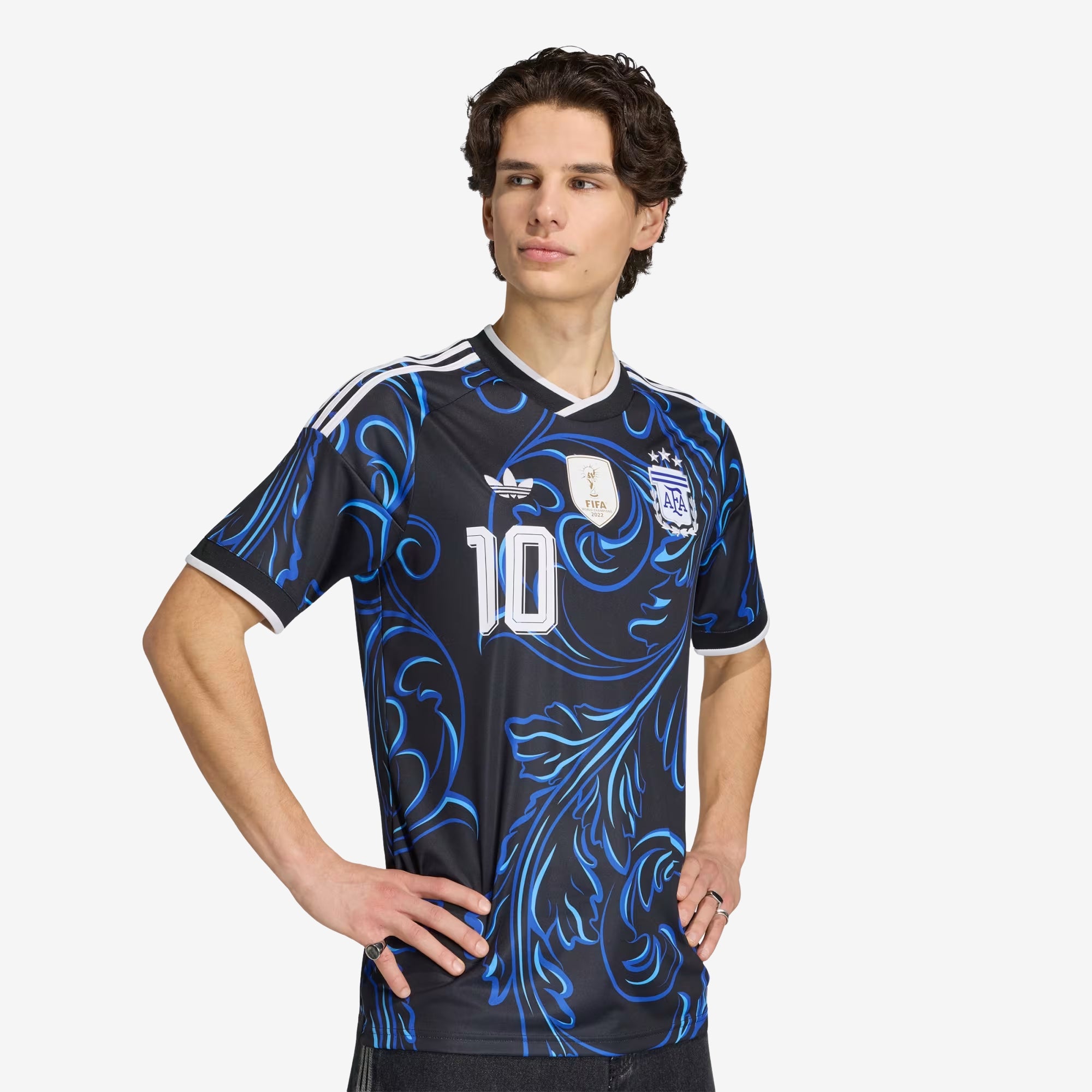 adidas Argentina 2026 Stadium Away Messi Men's Soccer Jersey - Black / Lucid Blue / Blue Burst