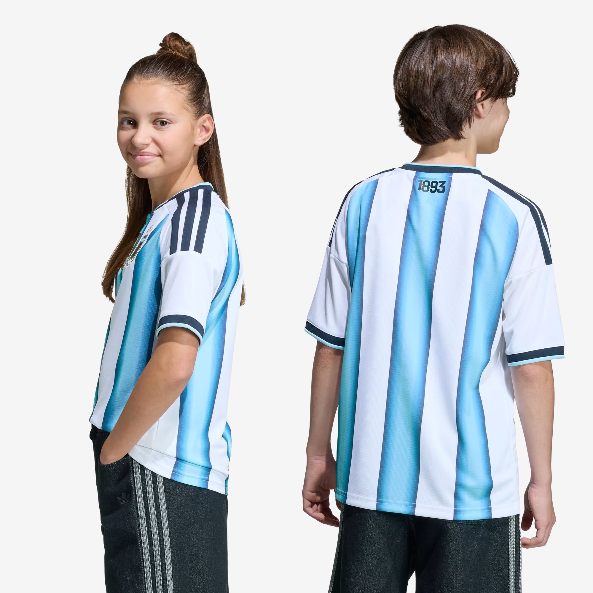 adidas Argentina 2026 Stadium Home Big Kids' Soccer Jersey - White / Icey Blue / Light Blue