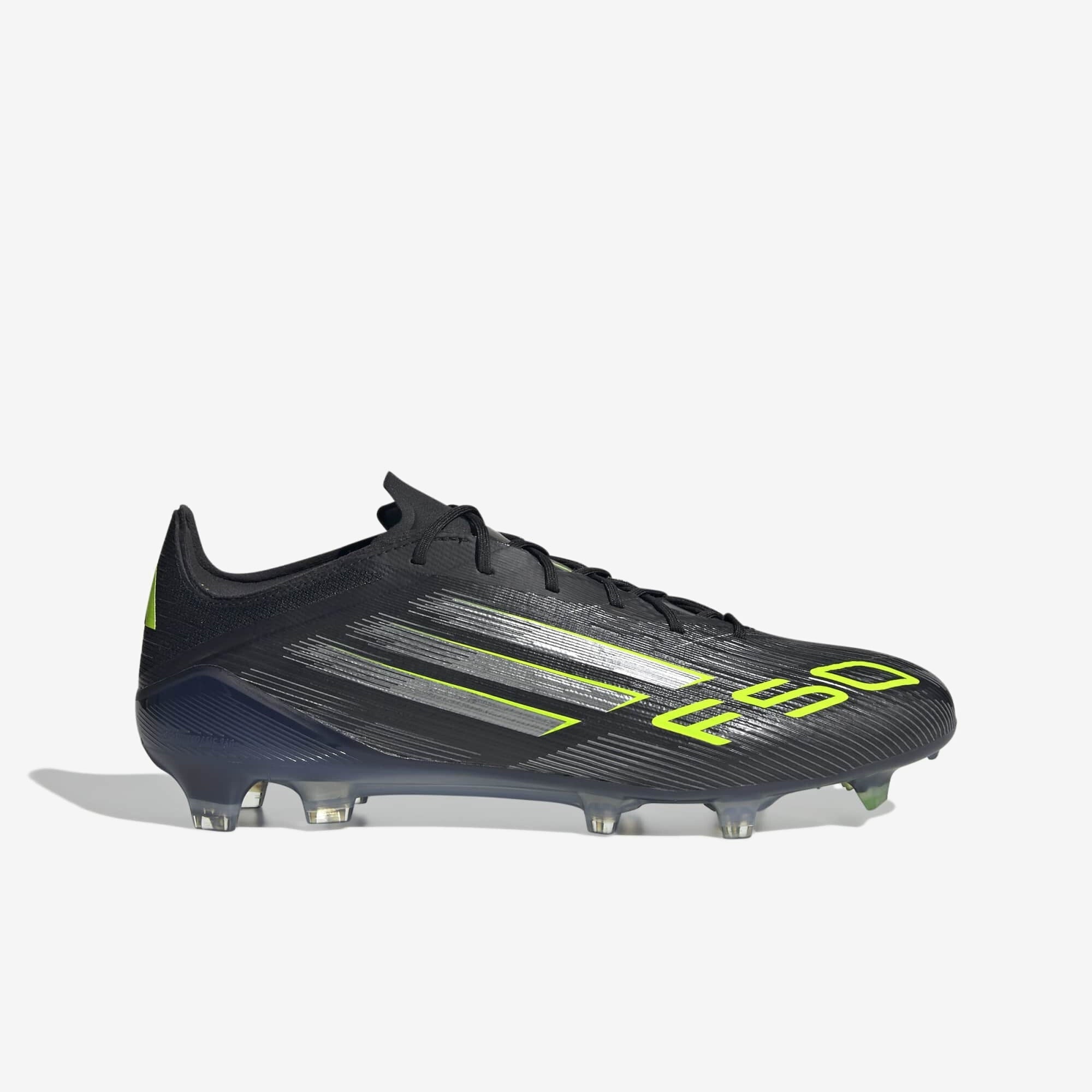 adidas F50 Elite Firm-Ground Low-Top Soccer Cleats - Core Black / Iron Metallic / Lucid Lemon