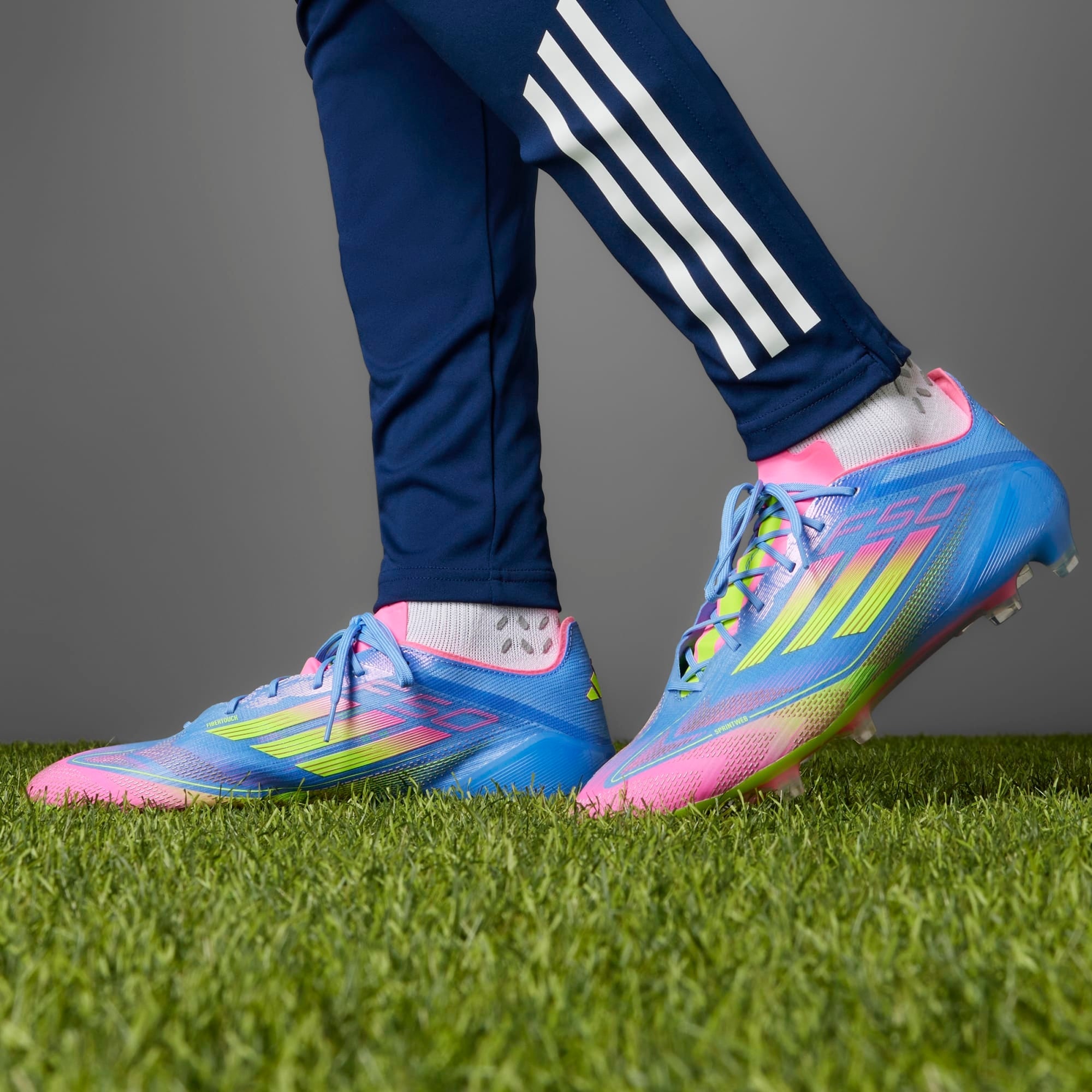 adidas F50 Elite FG Low-Top Soccer Cleats - Blue Fusion / Lucid Lemon / Lucid Pink