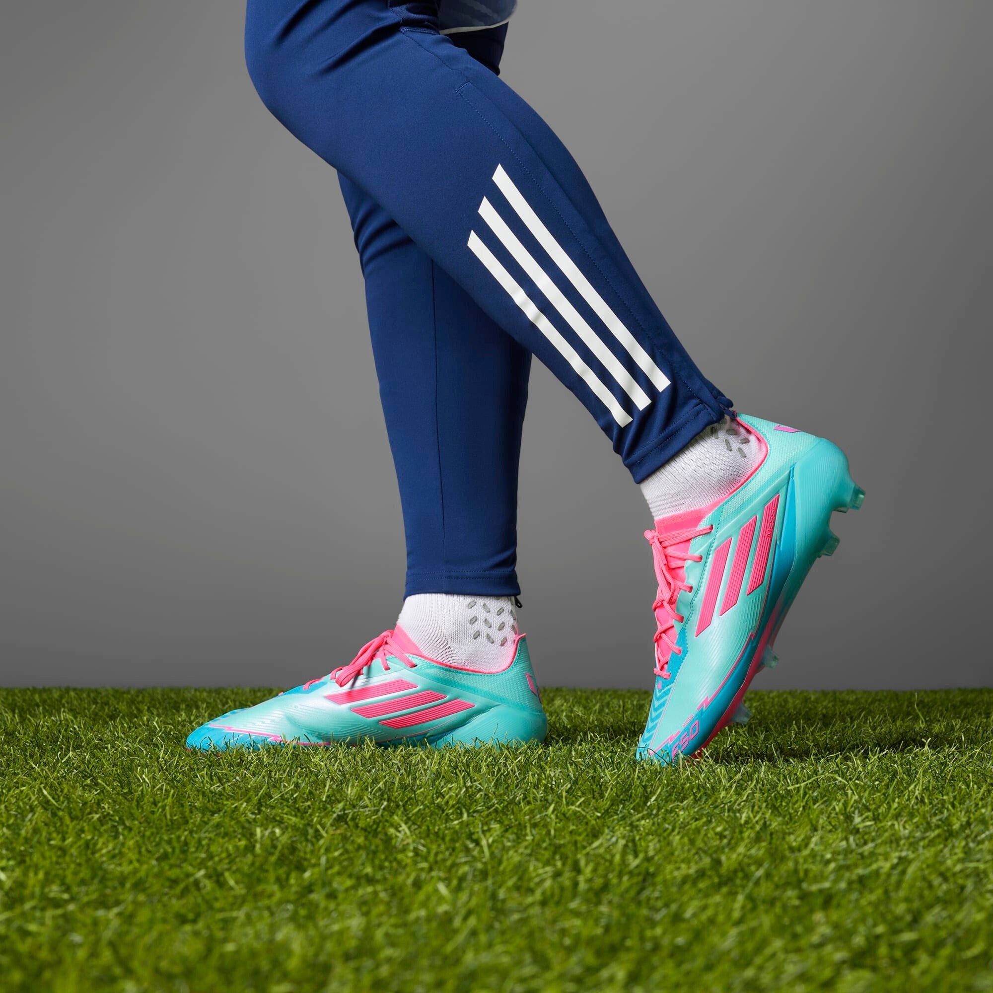 adidas F50 Elite Messi FG Low-Top Soccer Cleats - Flash Aqua / Lucid Pink / Lucid Cyan