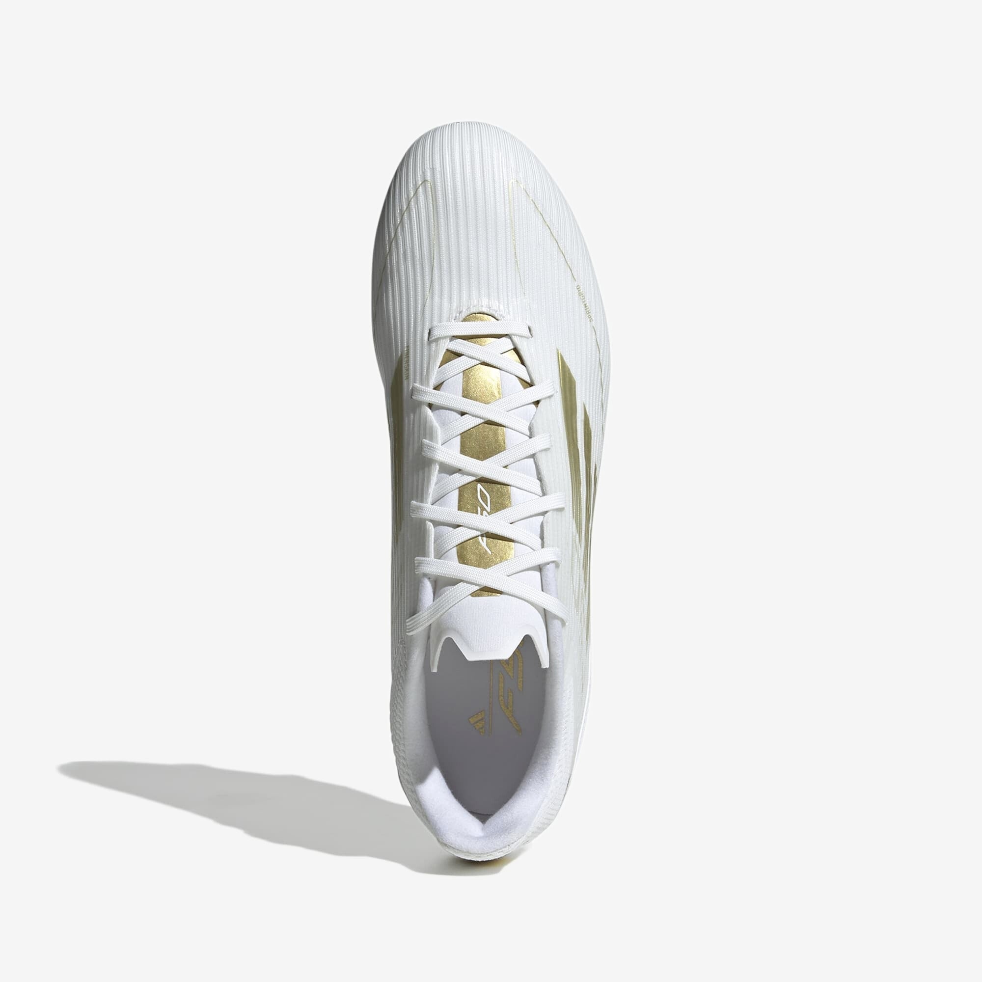 adidas F50 League Firm/Multi-Ground Soccer Cleats - Cloud White / Gold Metallic / Cloud White