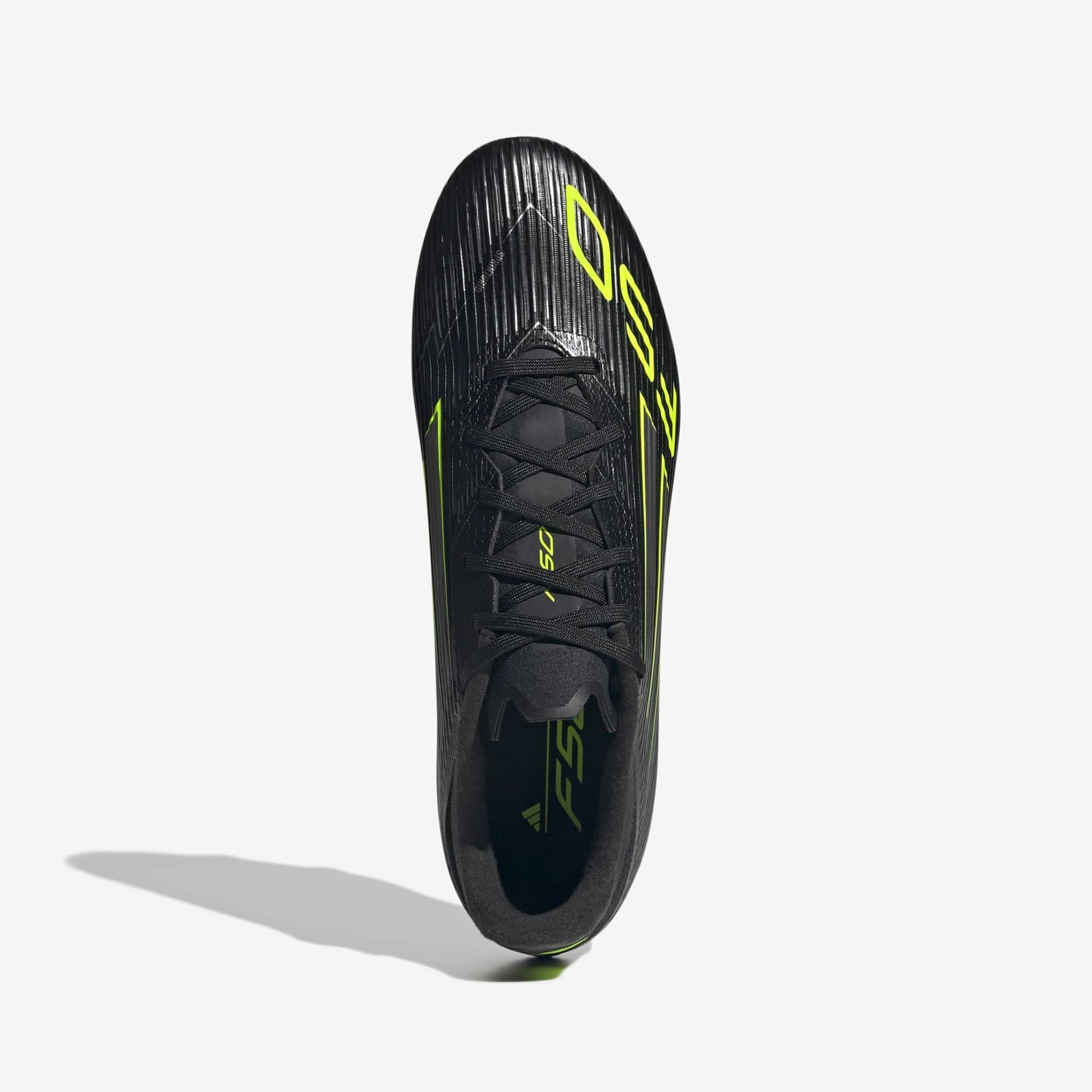 adidas F50 League Firm/Multi-Ground Low-Top Soccer Cleats - Core Black / Iron Metallic / Lucid Lemon