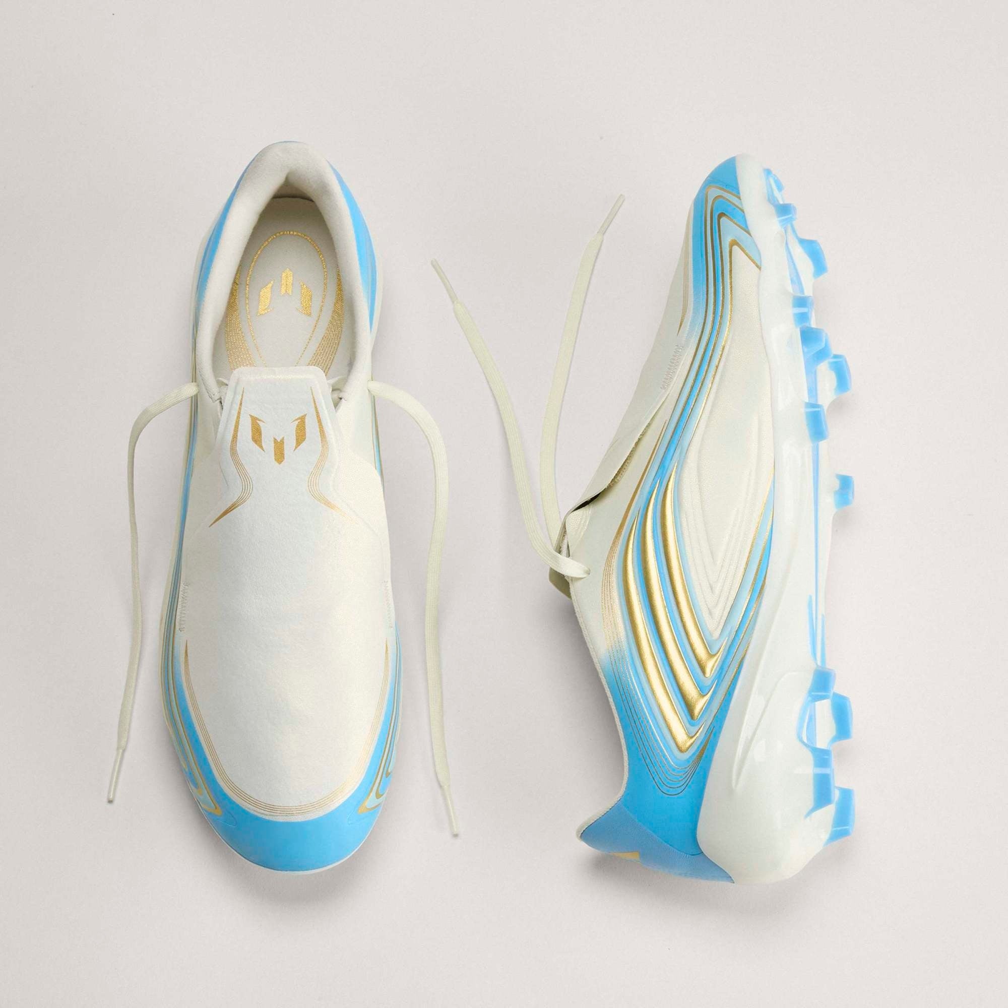 adidas F50 Messi League Firm-Ground Low-Top Soccer Cleats - Ivory / Semi Blue Burst / Icey Blue