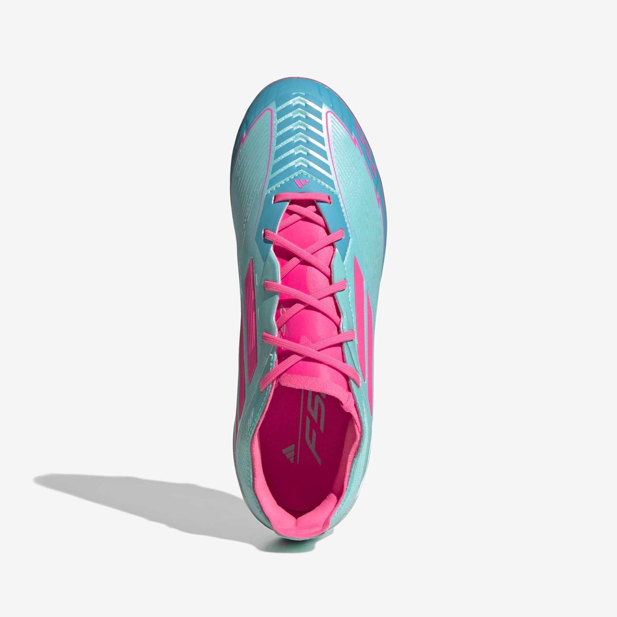 adidas Jr. F50 Elite Messi Big Kids' FG Low-Top Soccer Cleats - Flash Aqua / Lucid Pink / Lucid Cyan