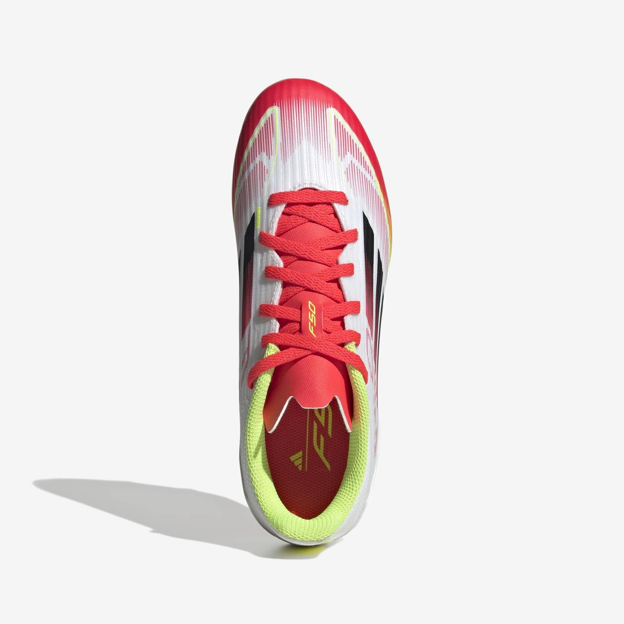 adidas Jr. F50 League Big Kids' Firm/Multi-Ground Low-Top Soccer Cleats - Cloud White / Core Black / Solar Yellow