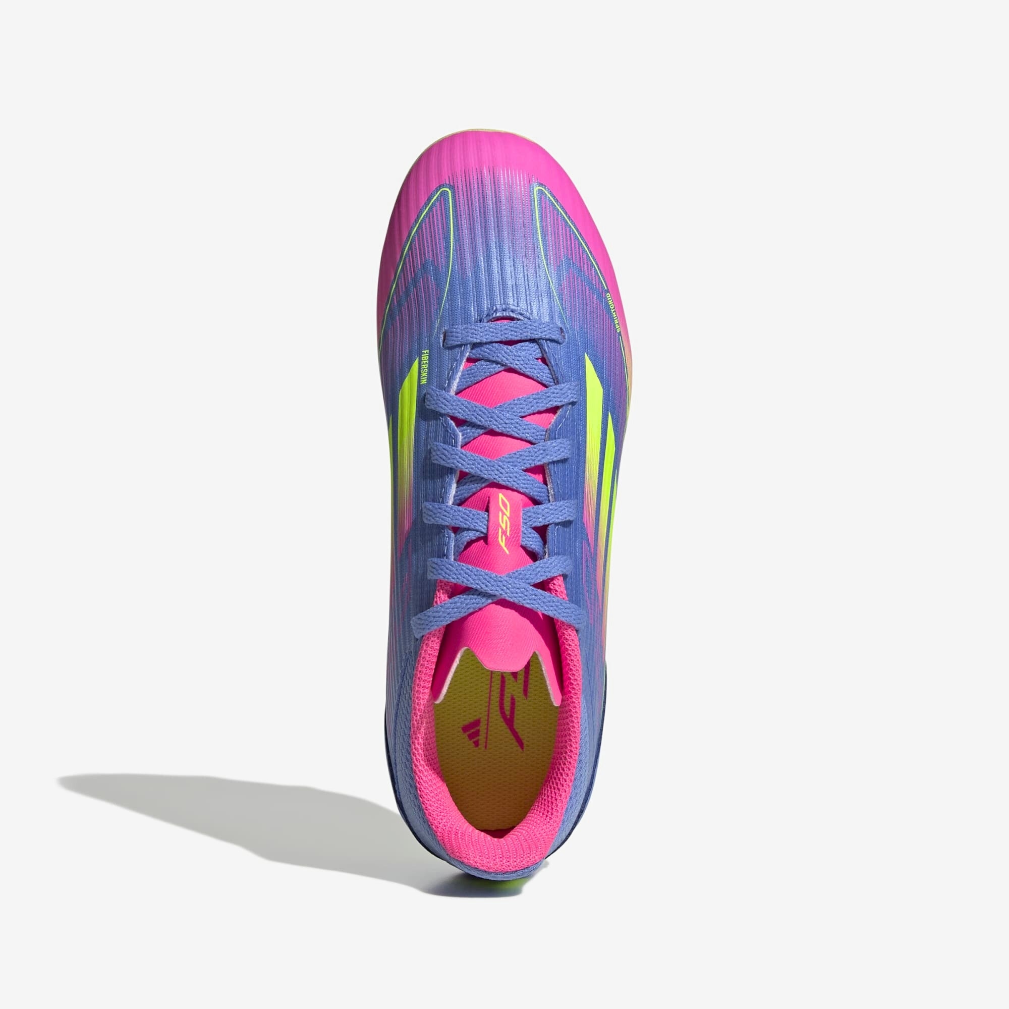 adidas Jr. F50 League Little/Big Kids' FG/MG Low-Top Soccer Cleats - Blue Fusion / Lucid Lemon / Lucid Pink
