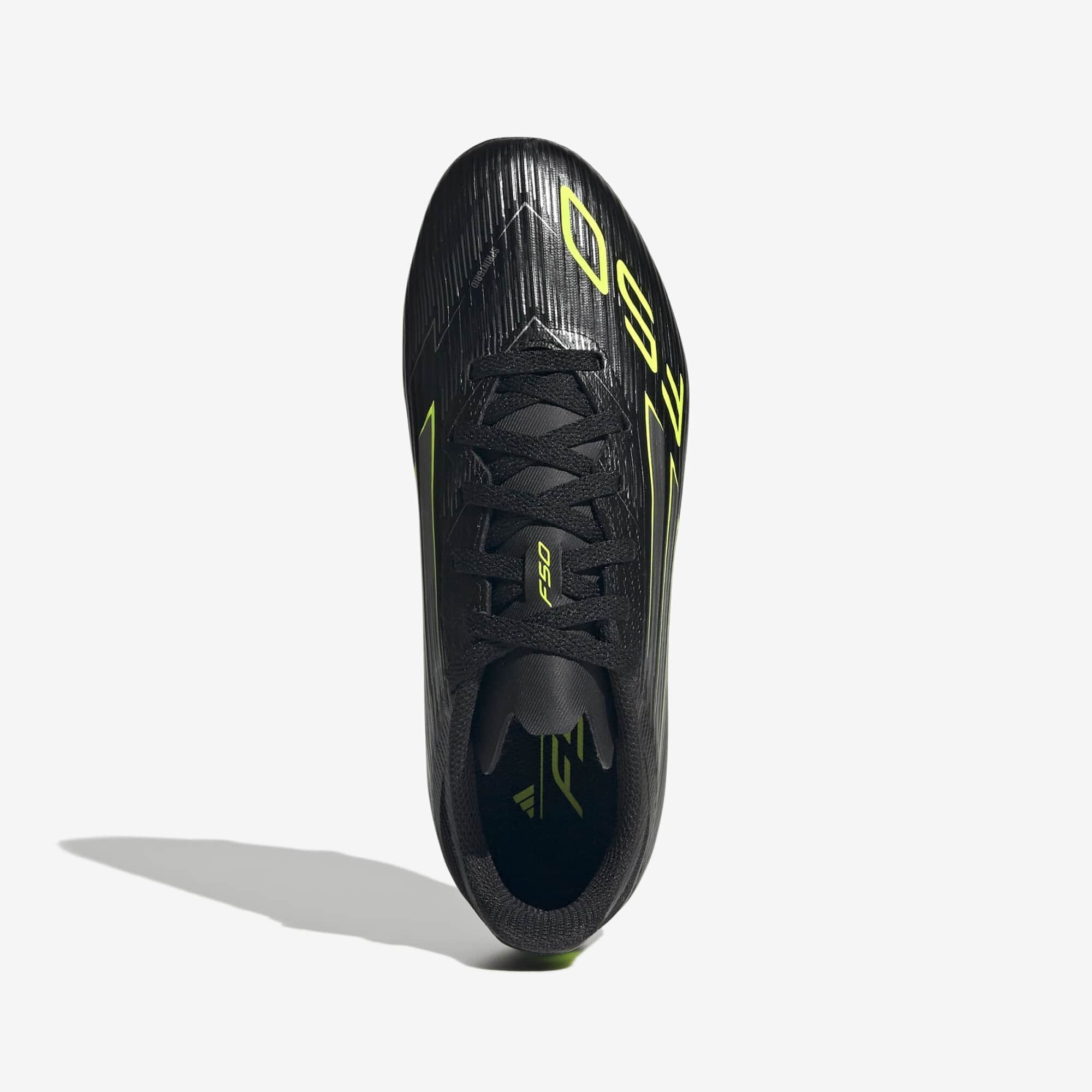 adidas Jr. F50 League Kids' Firm/Multi-Ground Low-Top Soccer Cleats - Core Black / Iron Metallic / Lucid Lemon