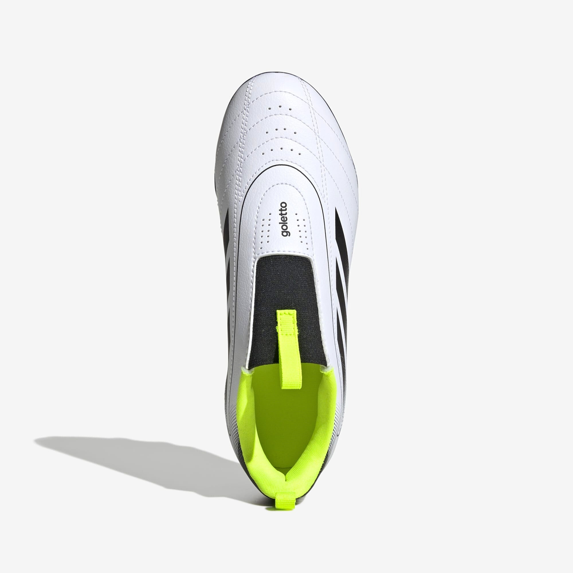 adidas Jr. Goletto IX Laceless Little/Big Kids' FG/MG Low-Top Soccer Cleats - Cloud White / Core Black / Lucid Lemon