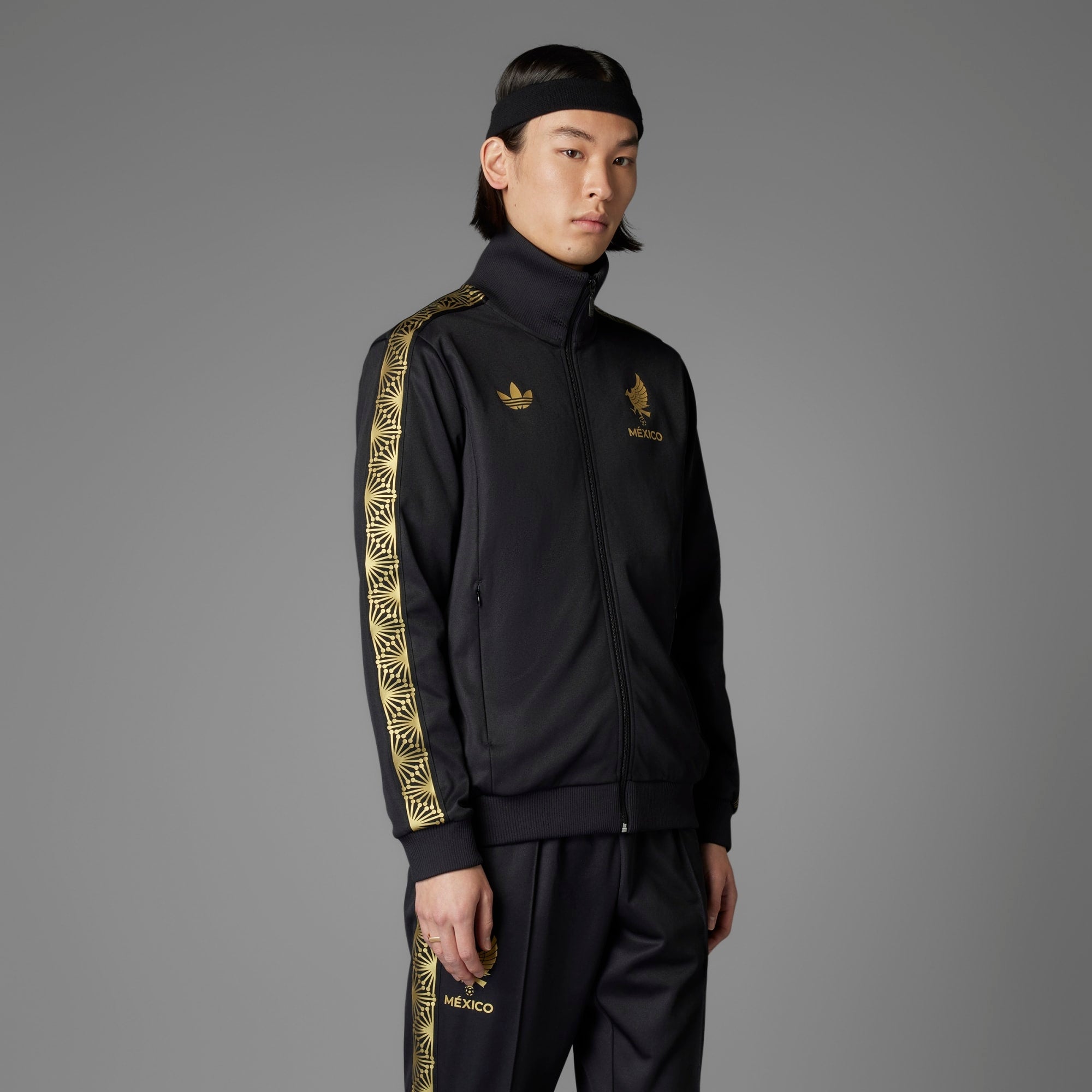 adidas Mexico 2025 Gold Top Men's Full-Zip Soccer Track Jacket - Black