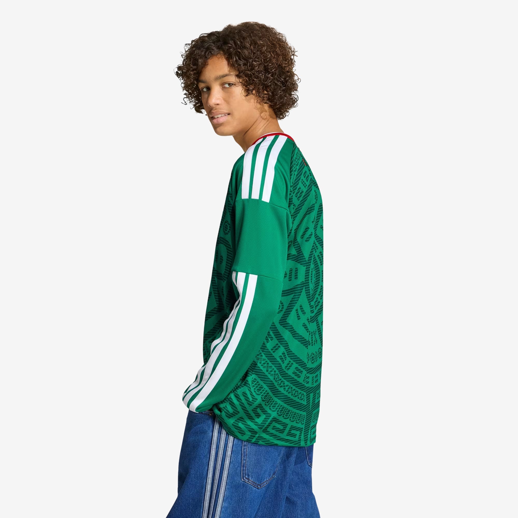 adidas Mexico 2026 Stadium Home Big Kids' Soccer Long-Sleeve Jersey - Bold Green