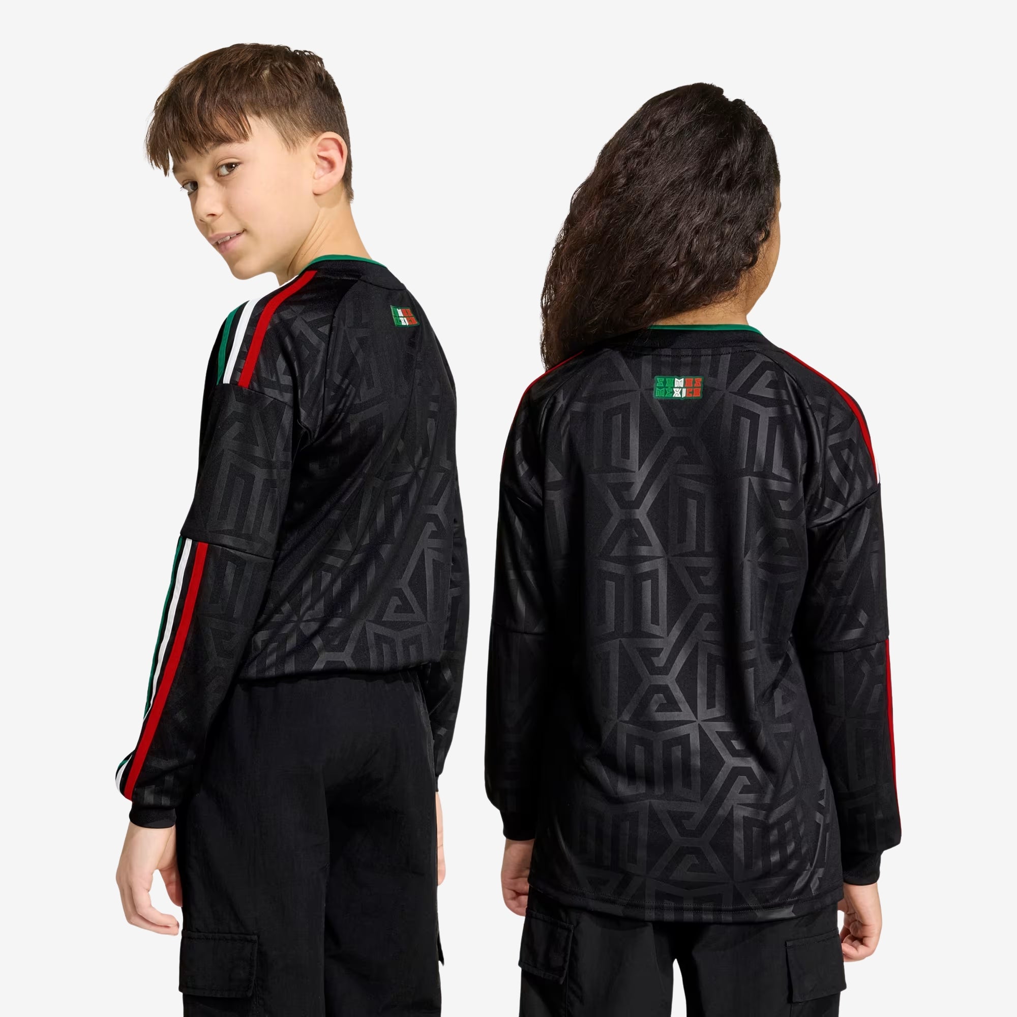 adidas Mexico 2026 Stadium Third Big Kids' Soccer Long-Sleeve Jersey - Black