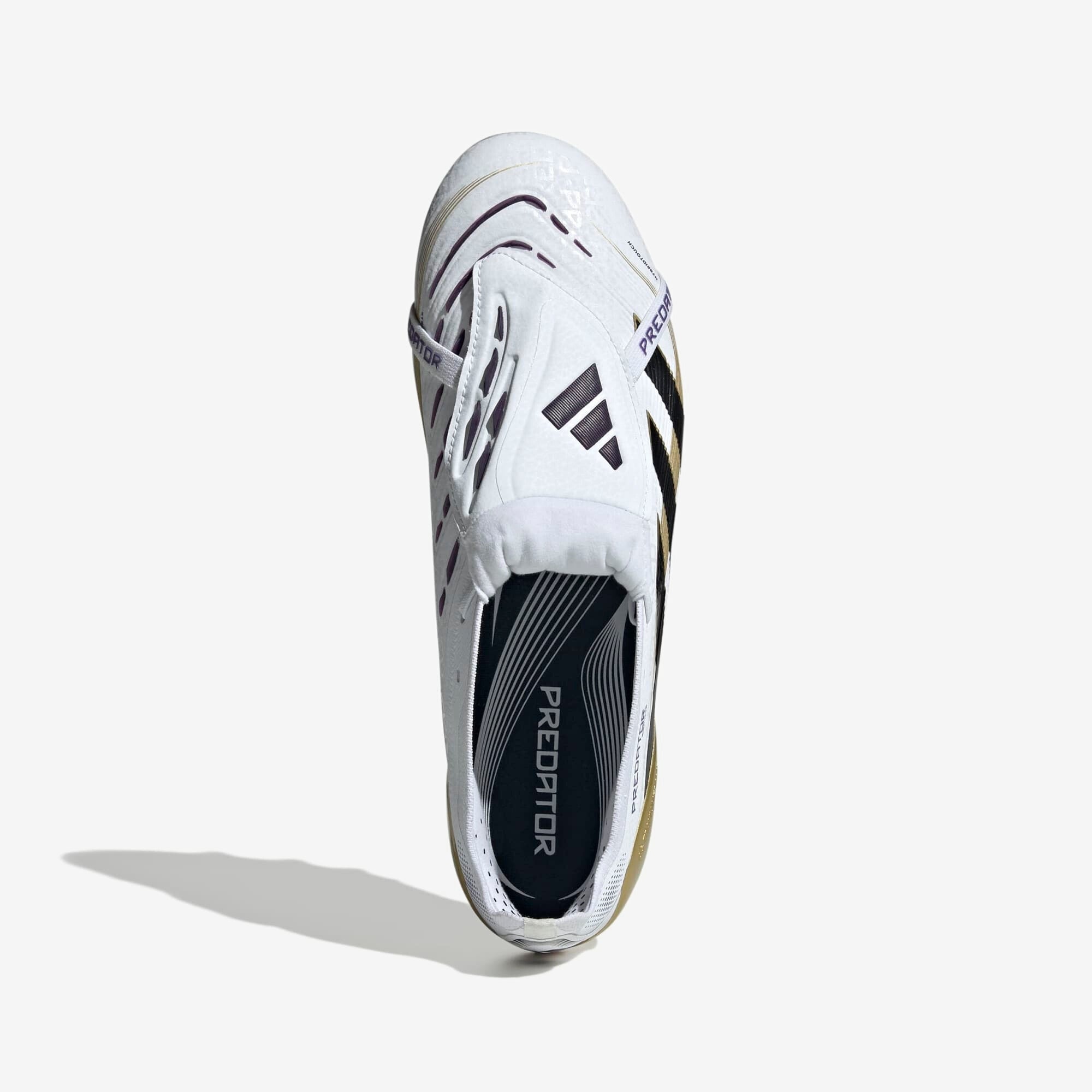adidas Predator Elite Fold-Over Tongue Artificial-Grass Low-Top Soccer Cleats - Cloud White / Core Black / Gold Metallic