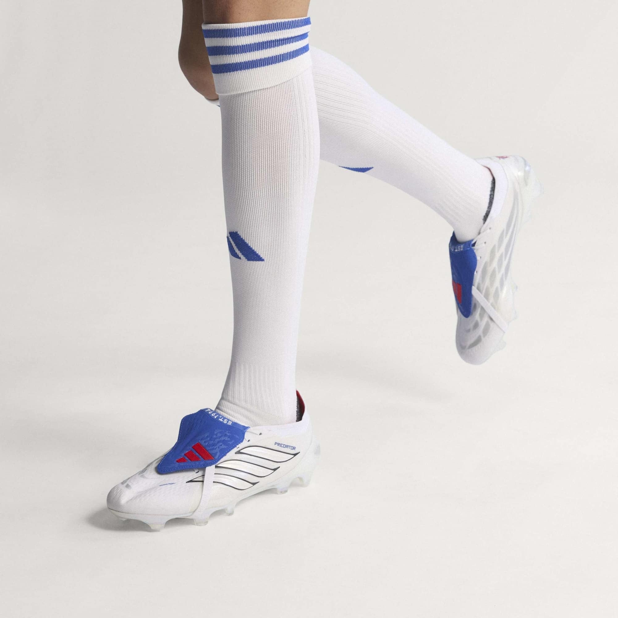 adidas Predator Elite Fold-Over Tongue Firm-Ground Low-Top Soccer Cleats - Cloud White / Zero Metalic / Royal Blue