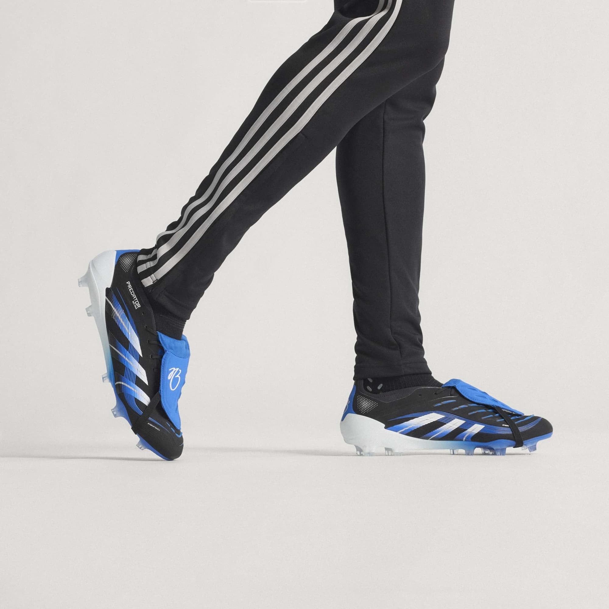 adidas Predator Elite JB Fold-Over Tongue Firm-Ground Low-Top Soccer Cleats - Core Black / Cloud White / Glow Blue