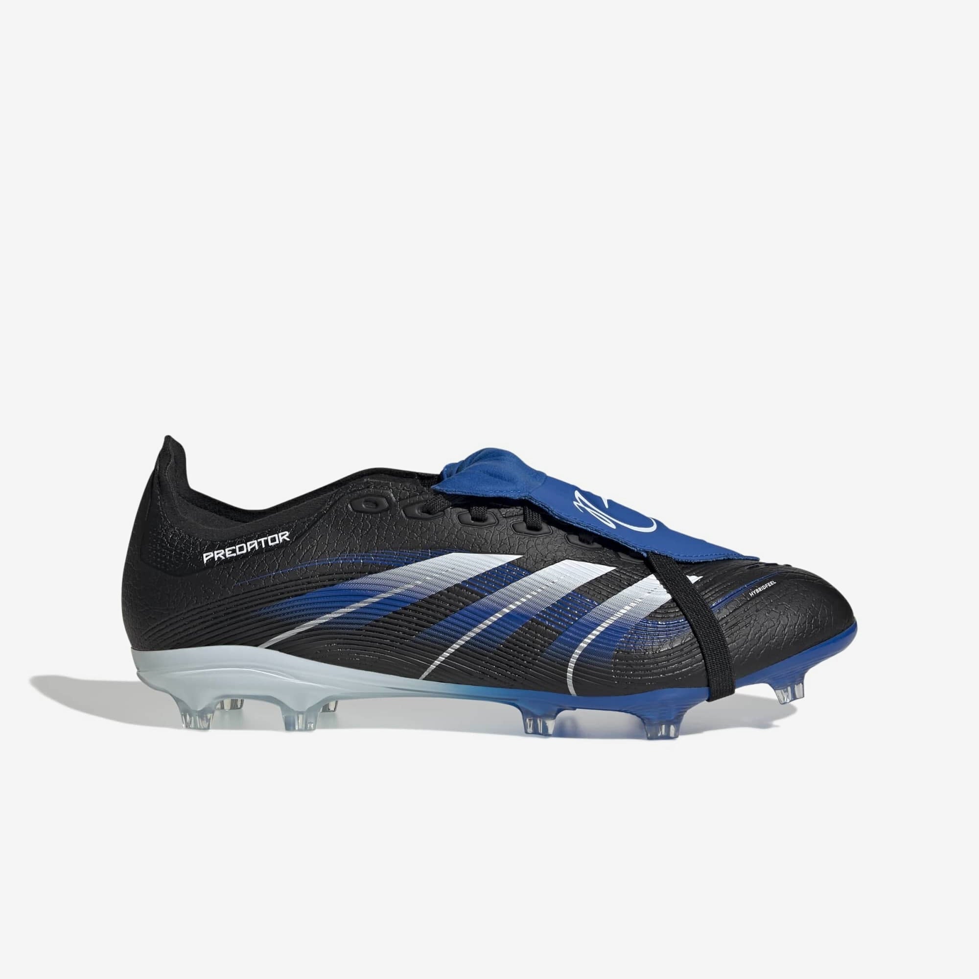 adidas Predator League JB Fold-Over Tongue Firm-Ground Low-Top Soccer Cleats - Core Black / Cloud White / Glow Blue