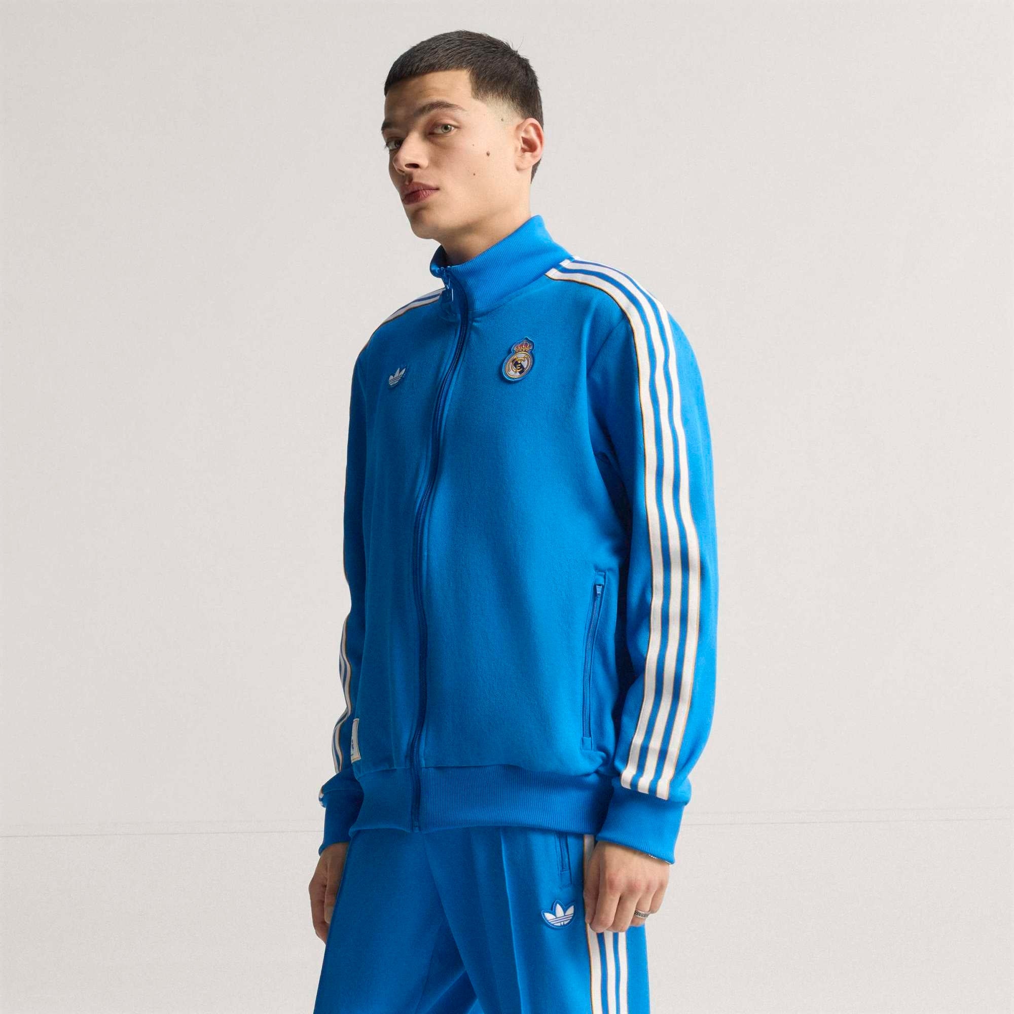 adidas Real Madrid Terrace Icons Men's Full-Zip Soccer Track Jacket - Bluebird / White