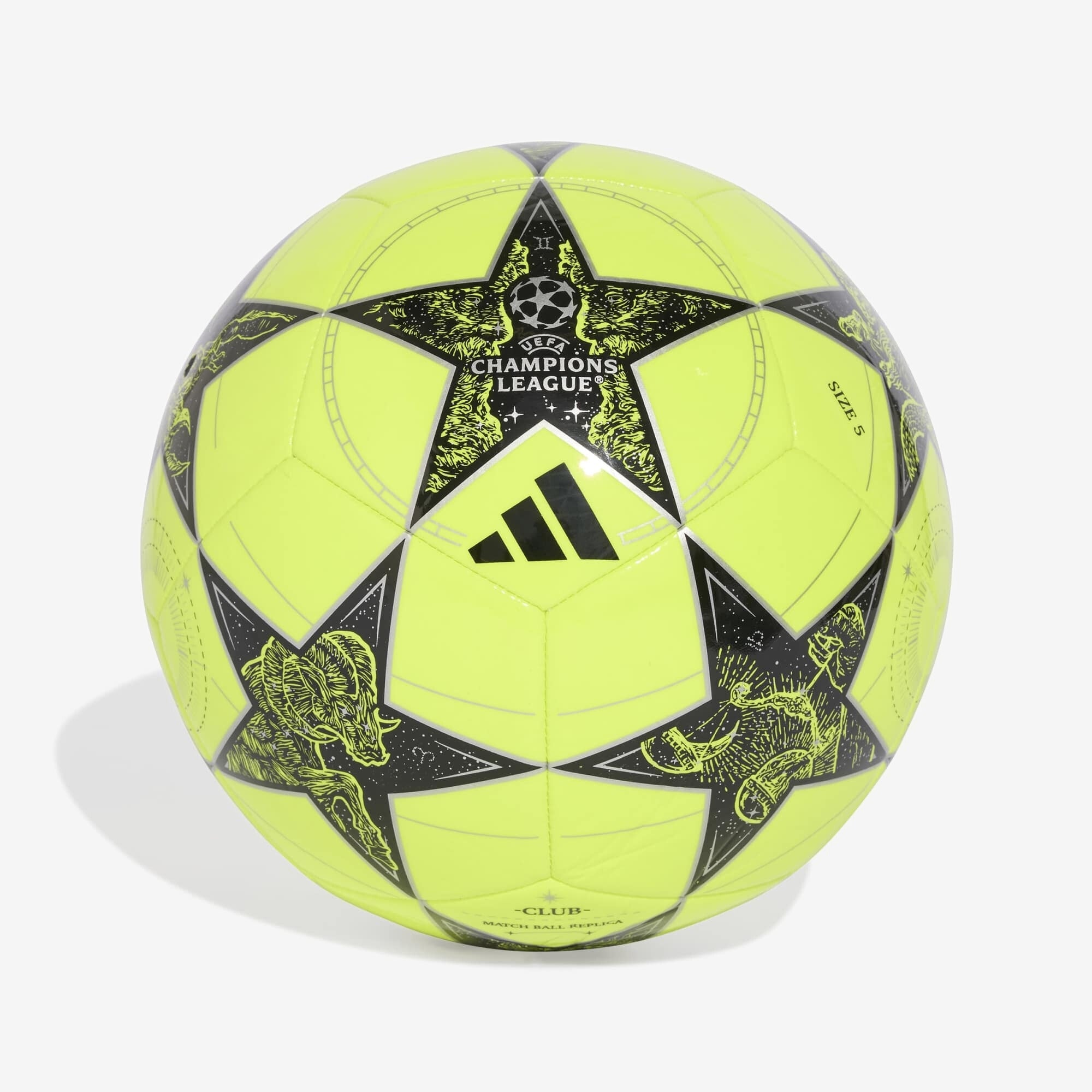 adidas UCL Club 25/26 League Stage Soccer Ball - Solar Yellow / Black / Silver Metallic