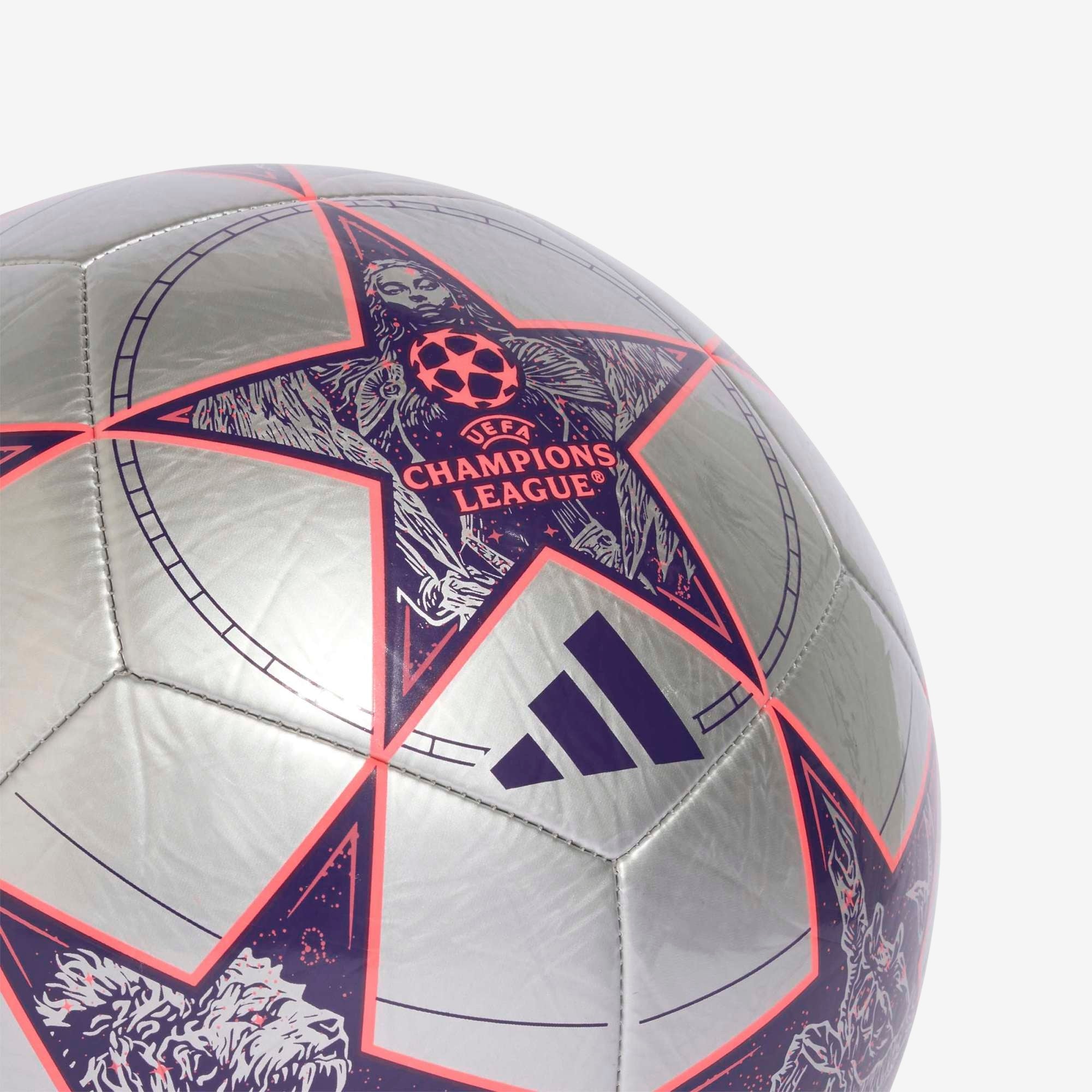 adidas UCL Club 25/26 League Stage Soccer Ball - Silver Metallic / Dark Purple / Turbo