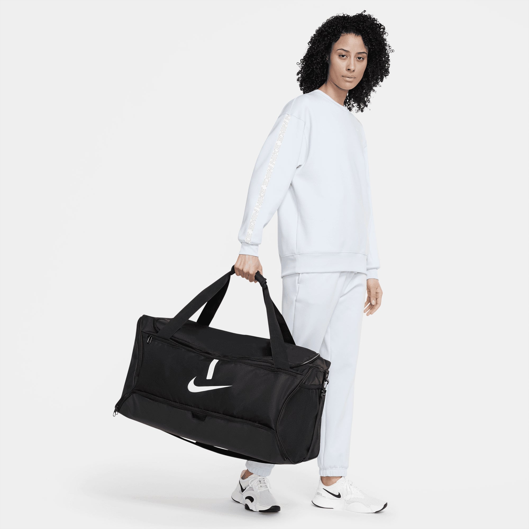 Nike Academy Team Soccer Duffel Bag (Large, 95L) - Black/Black/White