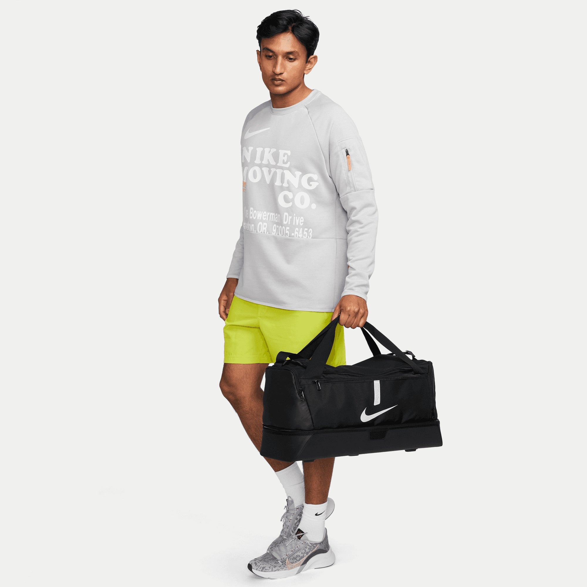 Nike Academy Team Soccer Hardcase Duffel Bag (Medium, 37L) - Black/Black/White