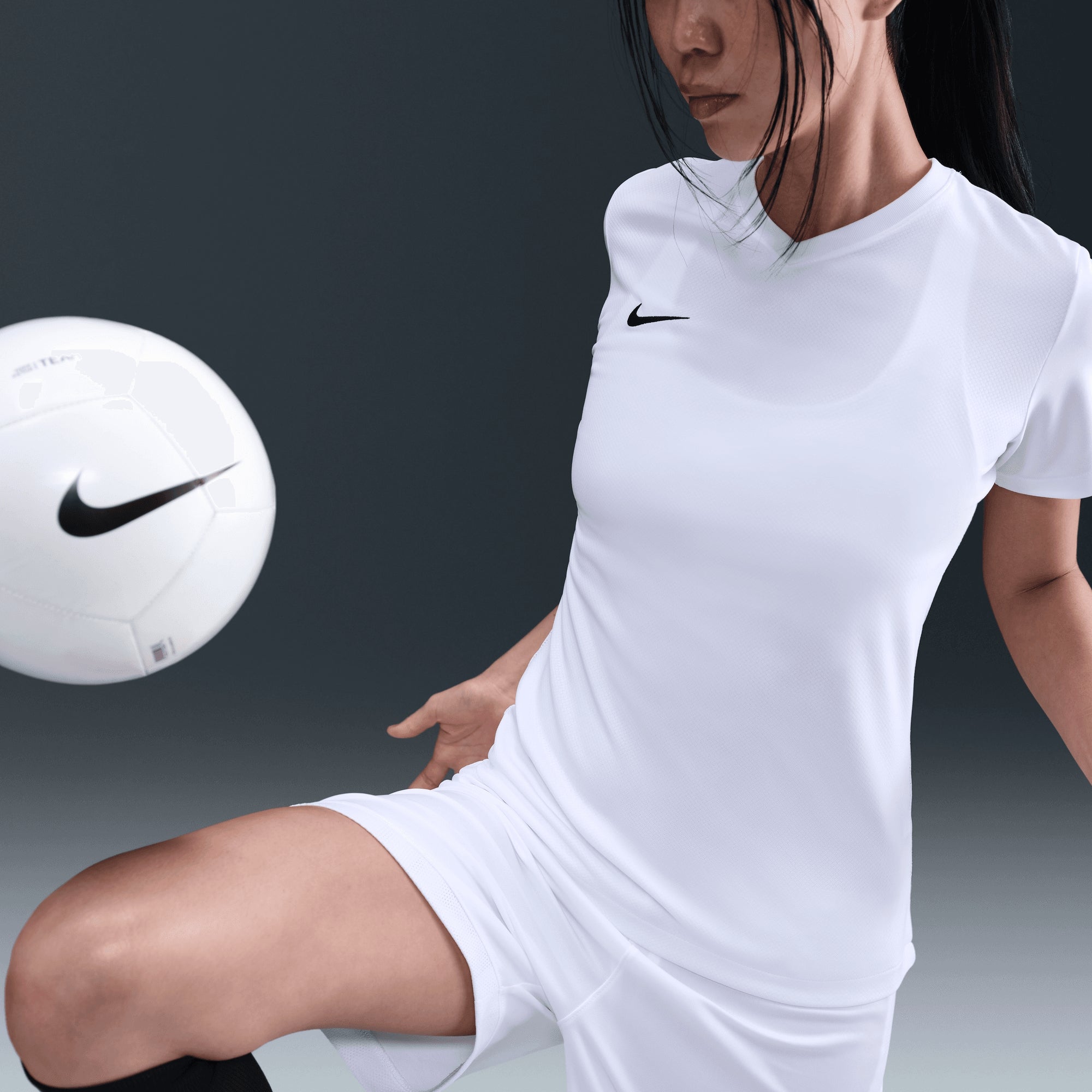 Nike Dri-FIT Tiempo Premier 2 Women's Short-Sleeve Soccer Jersey - White/White/Black