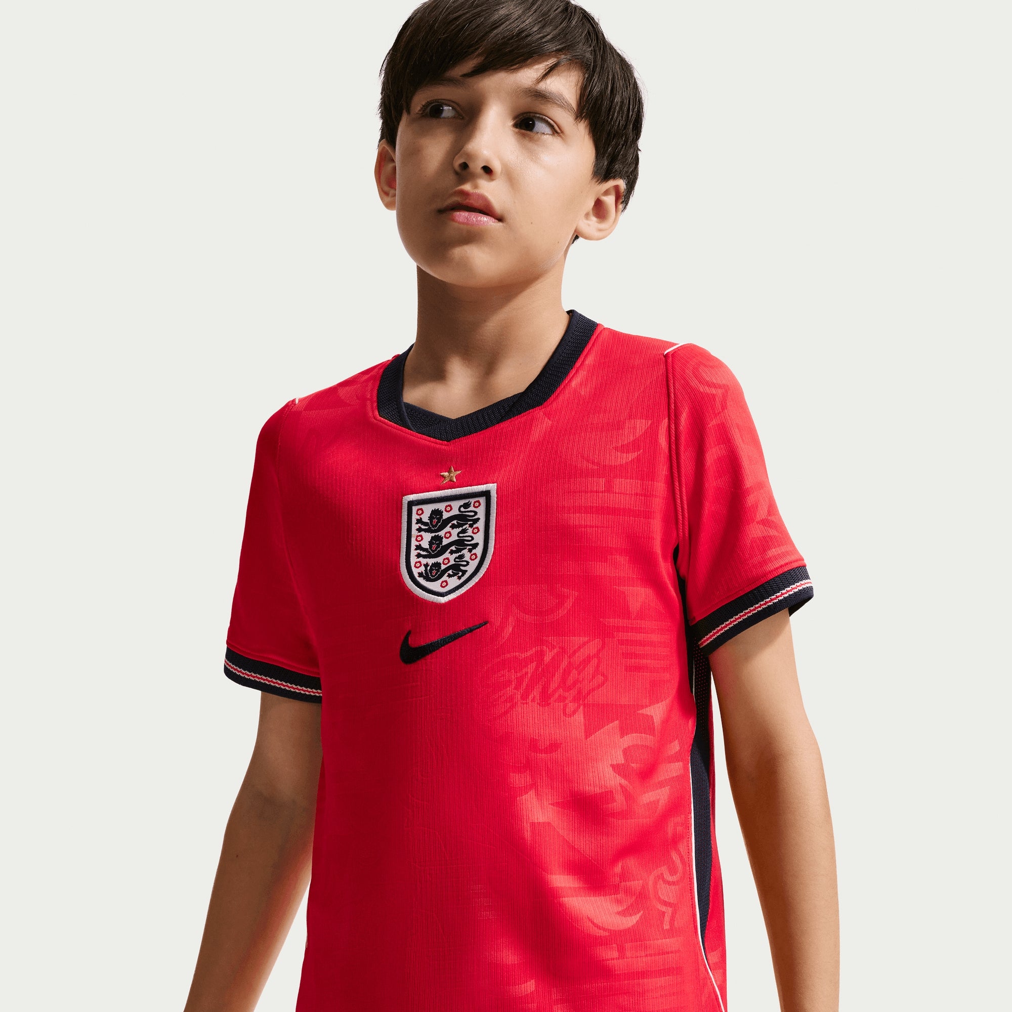 Nike England 2026 Stadium Away Big Kids' Dri-FIT Soccer Replica Jersey - Speed Red/Obsidian/White/Obsidian