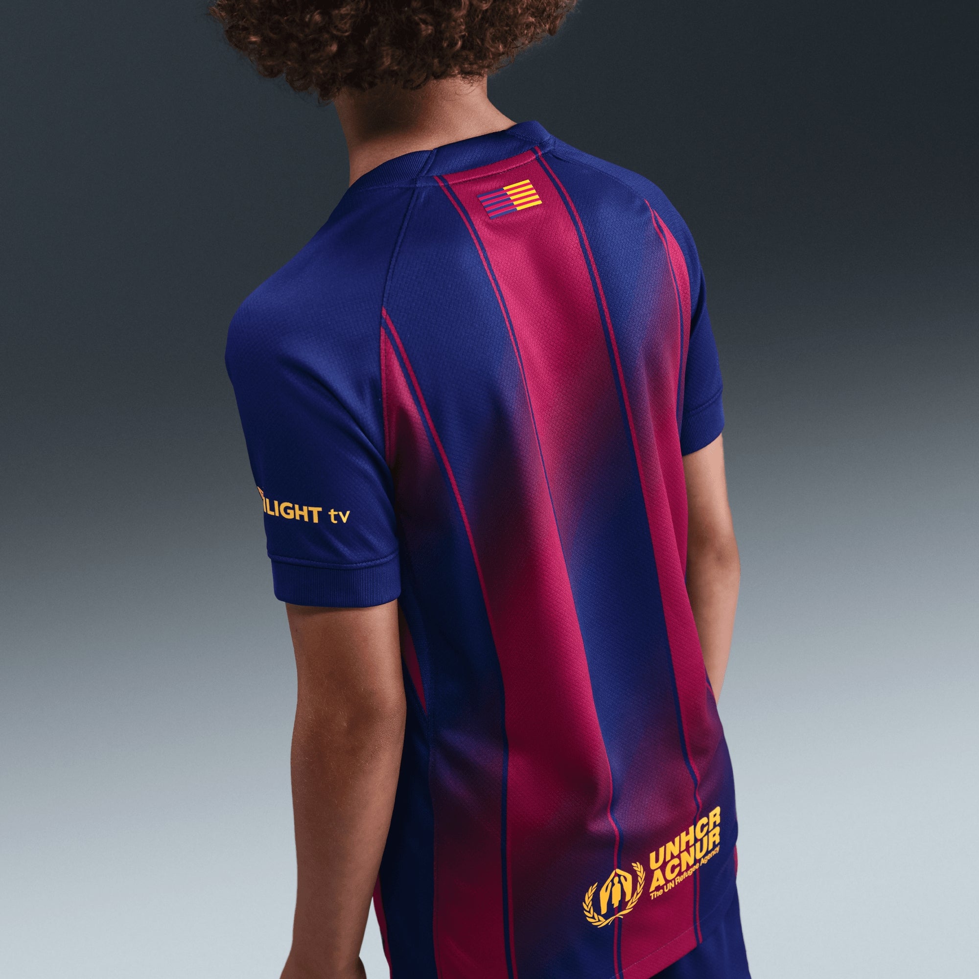 Nike FC Barcelona 2025/26 Stadium Home Big Kids' Dri-FIT Soccer Replica Jersey - Deep Royal Blue/Midwest Gold