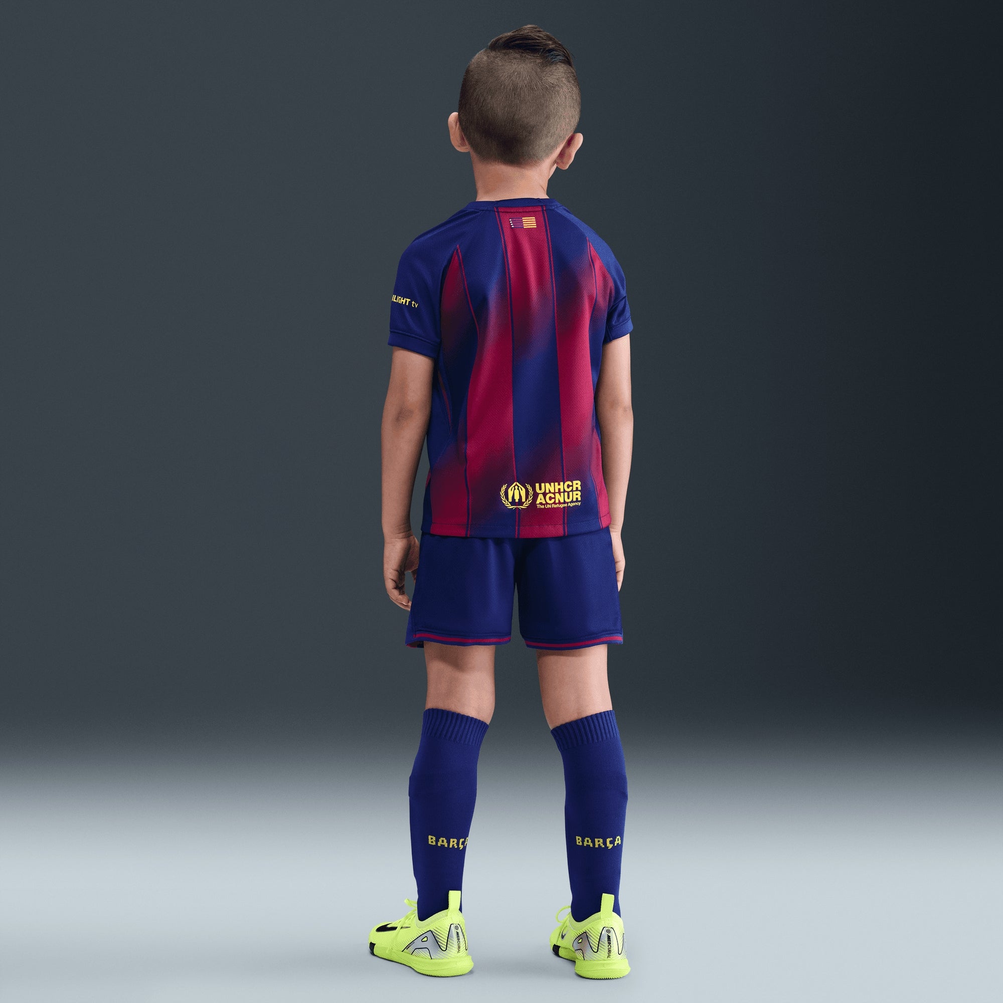 Nike FC Barcelona 2025/26 Stadium Home Little Kids' Soccer Replica 3-Piece Kit - Deep Royal Blue/Midwest Gold