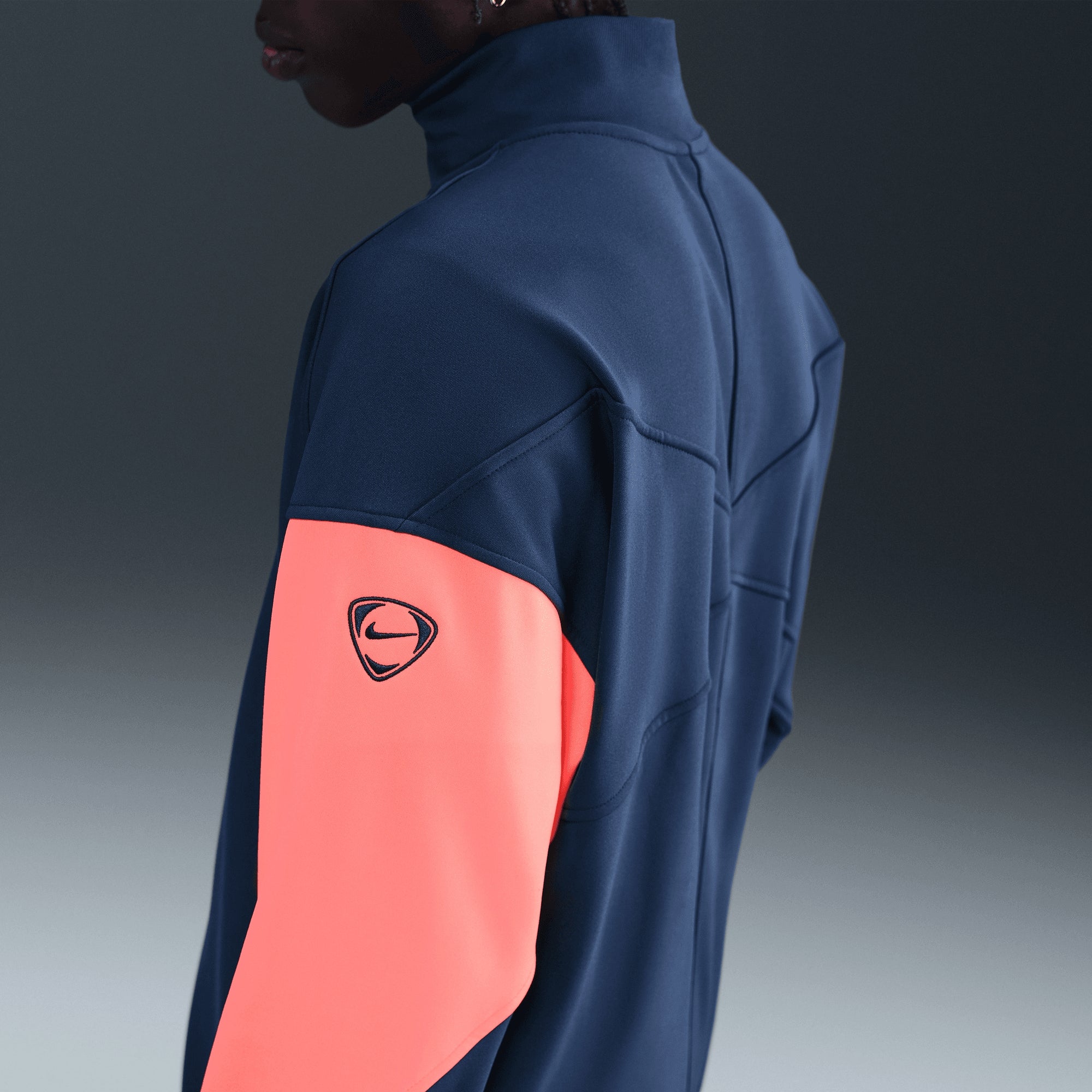 Nike FC Barcelona Academy Pro Third Men's Dri-FIT Total 90 Soccer Anthem Jacket - Midnight Navy/Bright Mango/Bright Mango