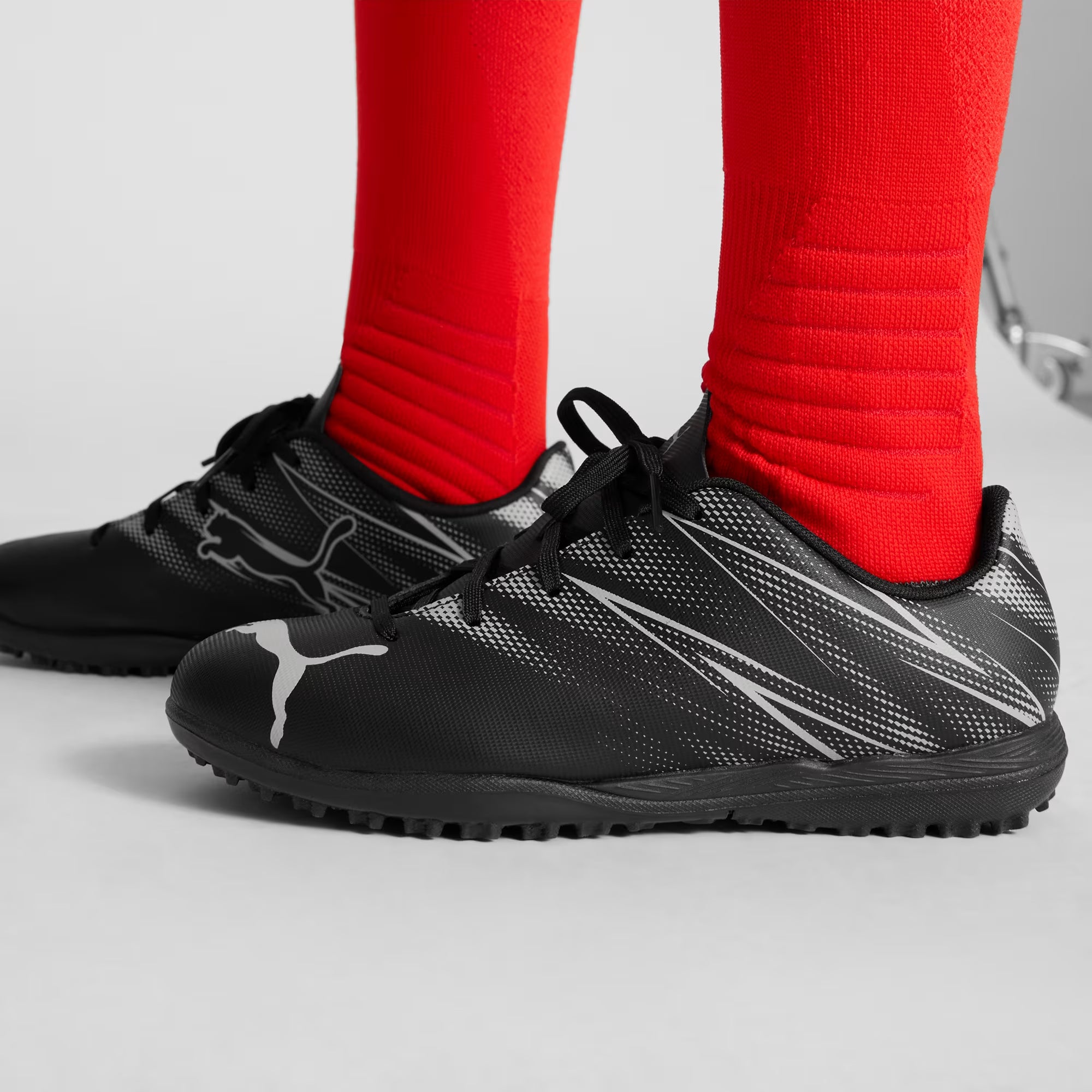 PUMA ATTACANTO Little/Big Kids' Turf Low-Top Soccer Shoes - PUMA Black-Silver Mist