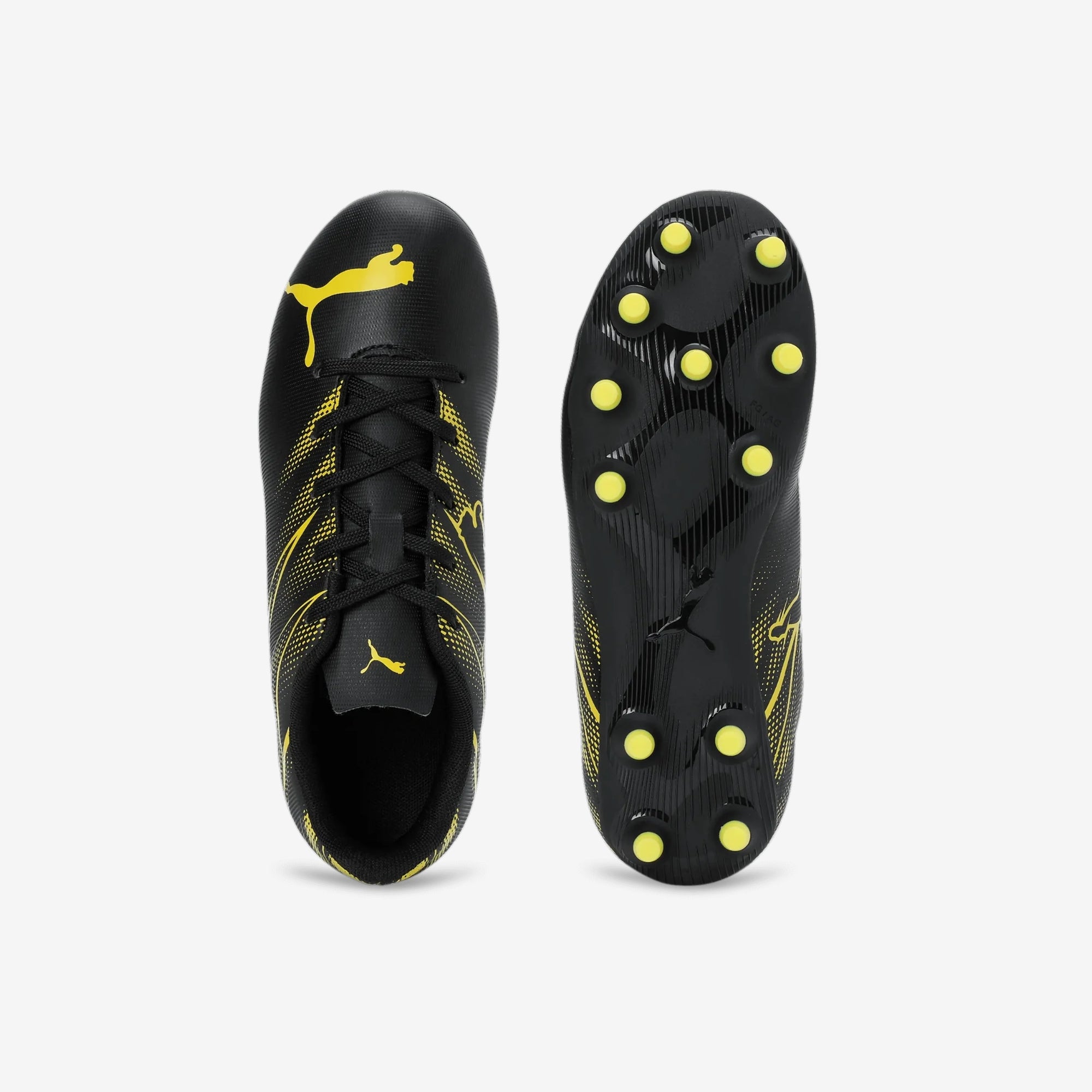PUMA ATTACANTO Little Kids' Firm/Artificial-Ground Low-Top Soccer Cleats - PUMA Black-Yellow Blaze