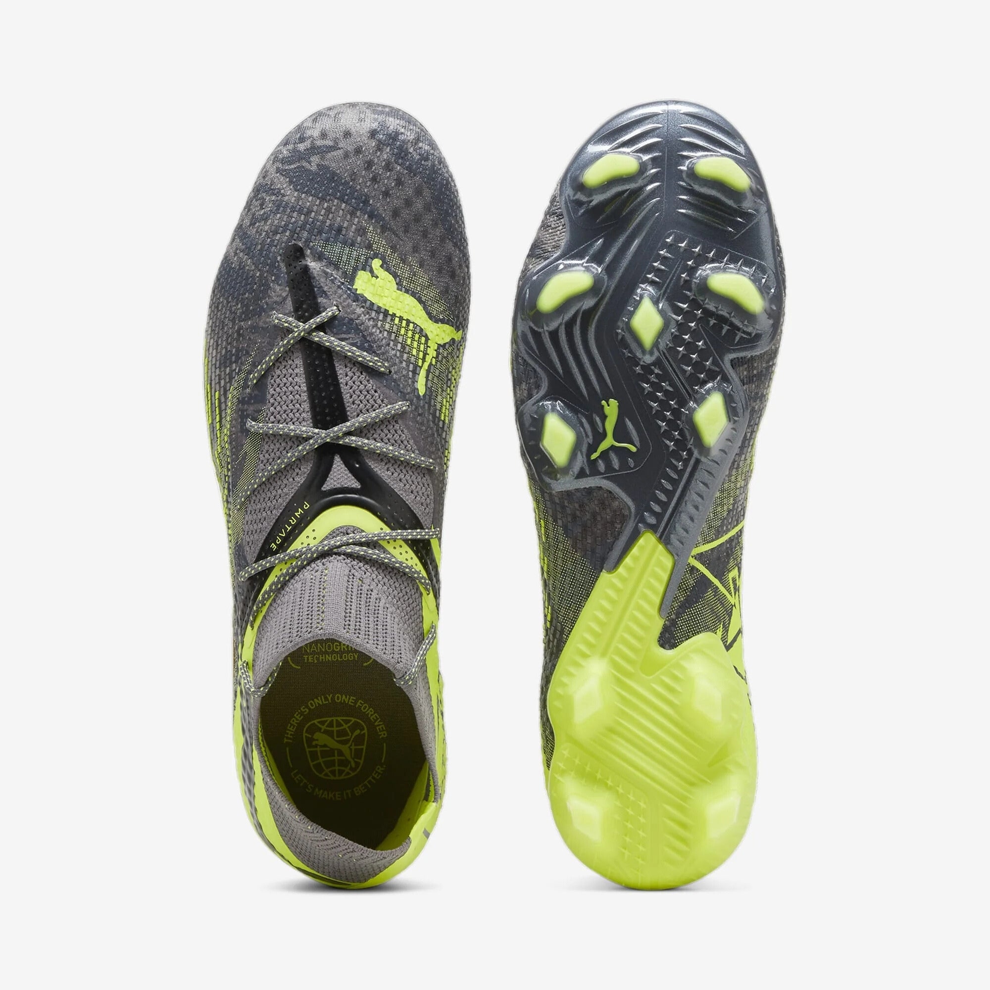 PUMA FUTURE 7 ULTIMATE Firm/Artificial-Ground Low-Top Soccer Cleats - Strong Grey-Cool Dark Grey-Electric Lime
