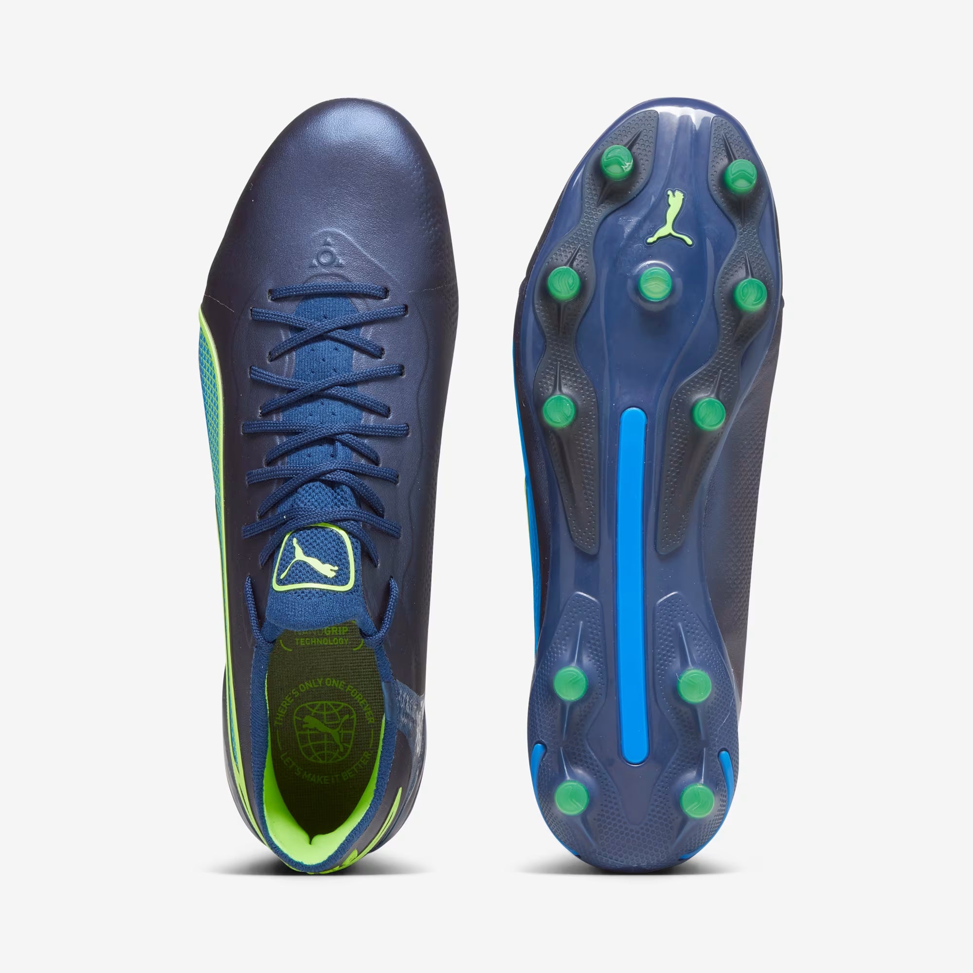 PUMA KING ULTIMATE Firm/Artificial-Ground Low-Top Soccer Cleats - Persian Blue-Pro Green-Ultra Blue