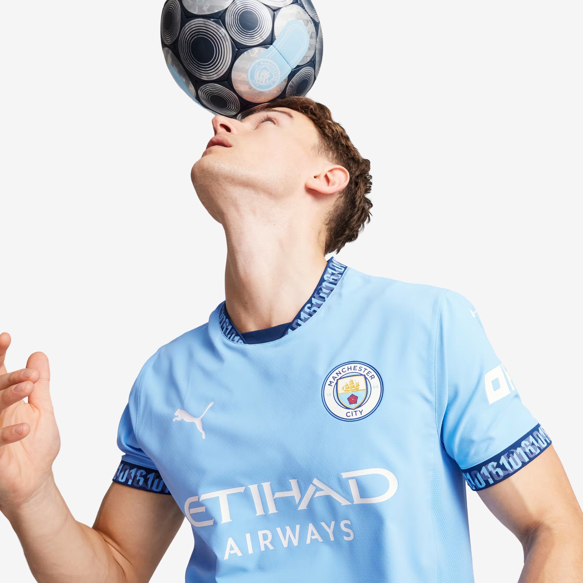 PUMA Manchester City 2024/25 Match Home Men's dryCELL Soccer Authentic Jersey - Team Light Blue-Marine Blue