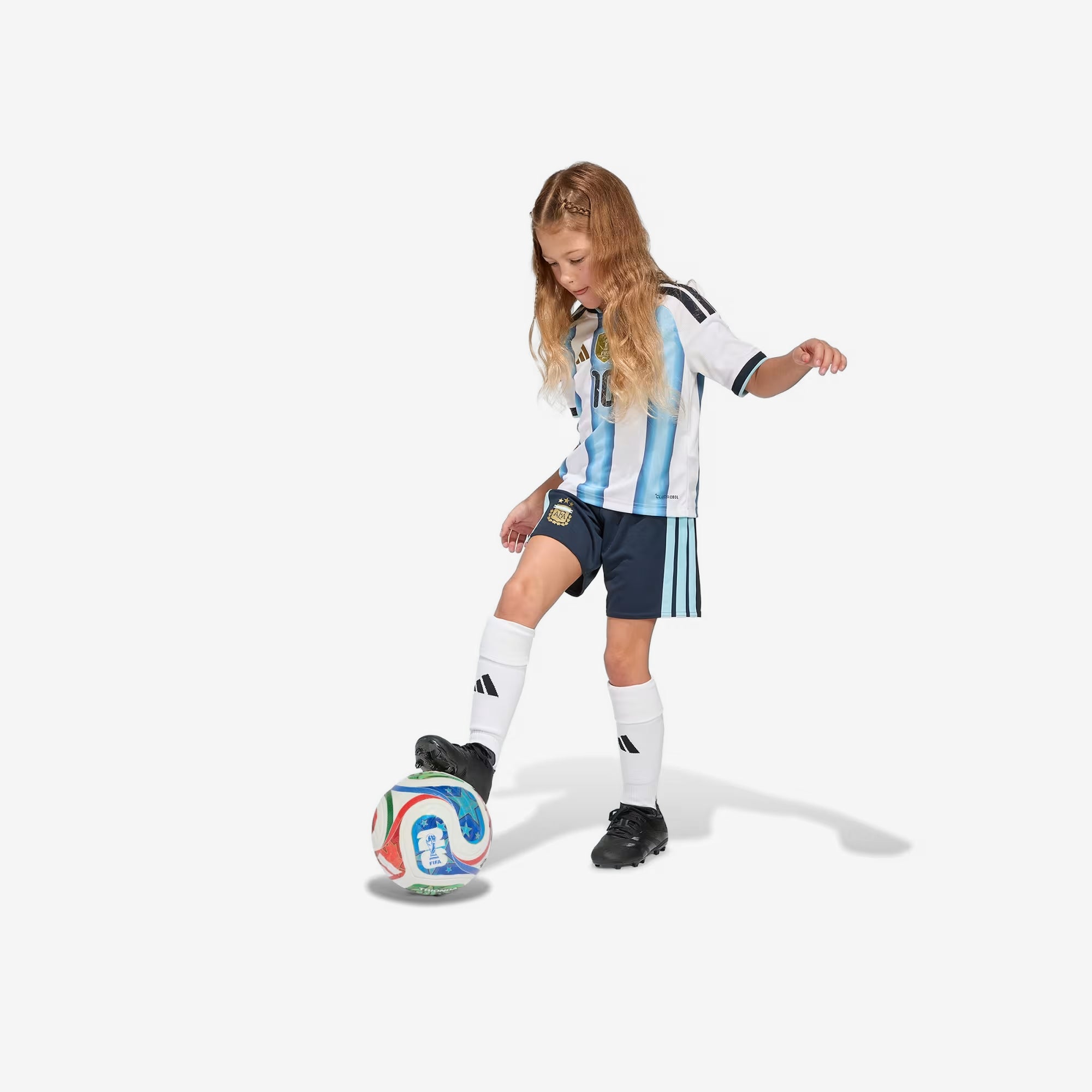 adidas Argentina 2026 Home Messi Set Little/Big Kids' Soccer Kit - White / Icey Blue / Light Blue