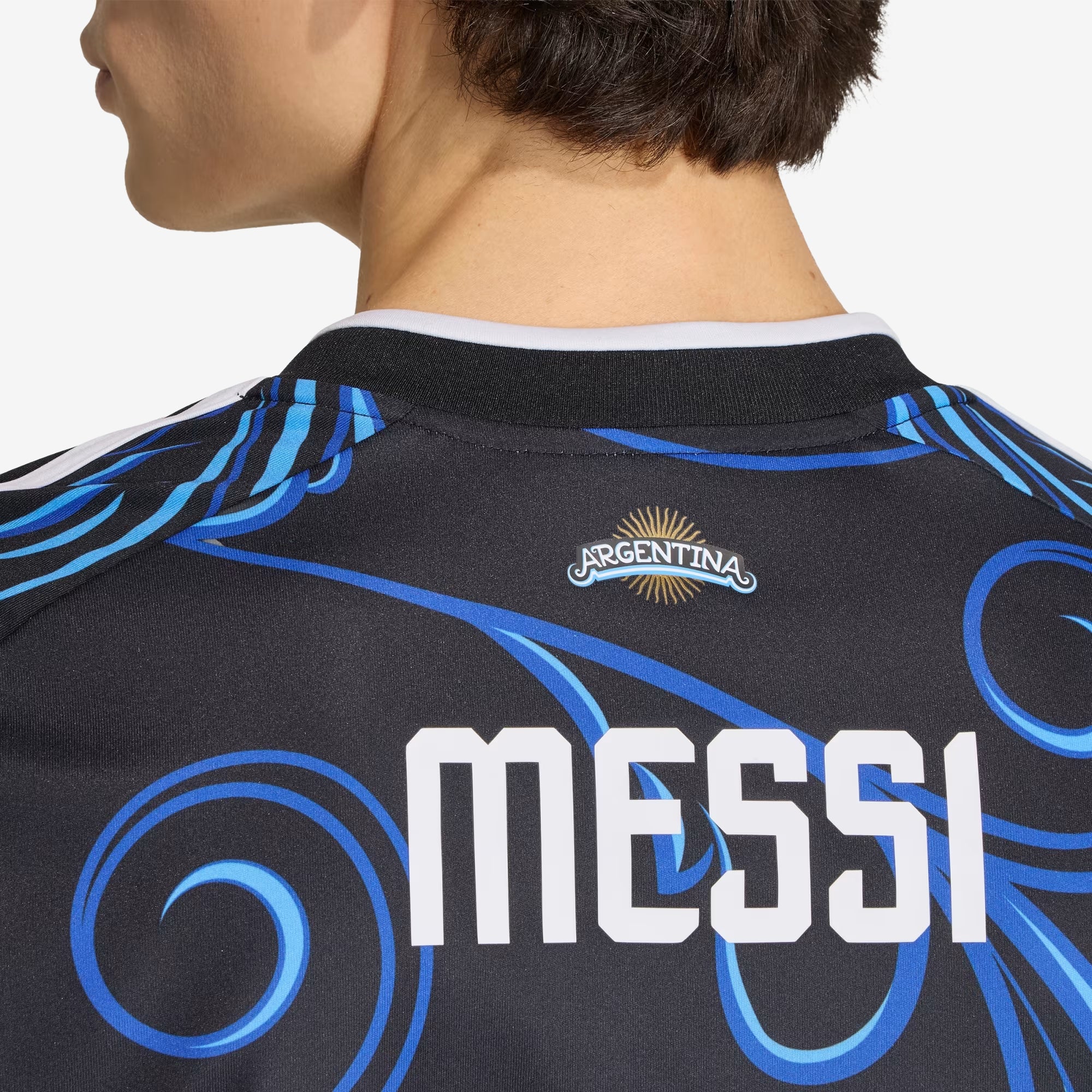 adidas Argentina 2026 Stadium Away Messi Men's Soccer Jersey - Black / Lucid Blue / Blue Burst