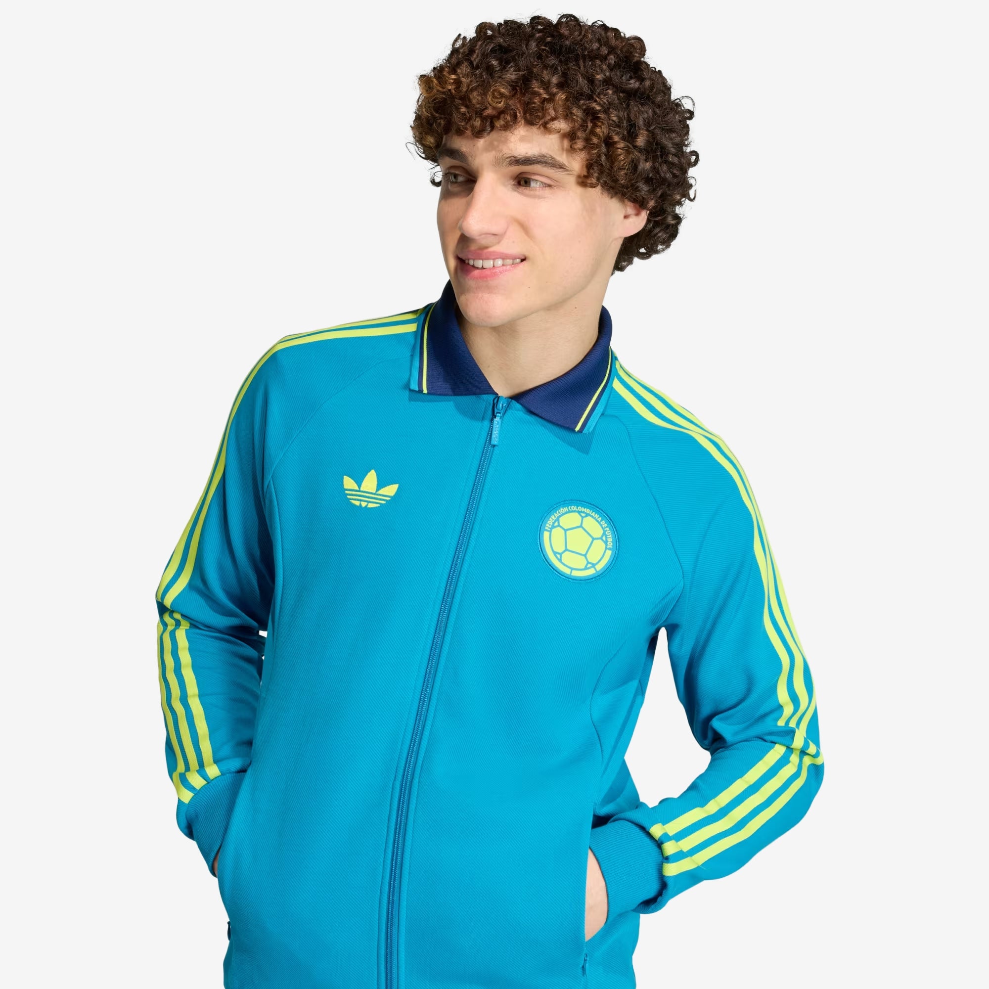 adidas Colombia Away Anthem Men's Full-Zip Soccer Jacket - Mystery Petrol