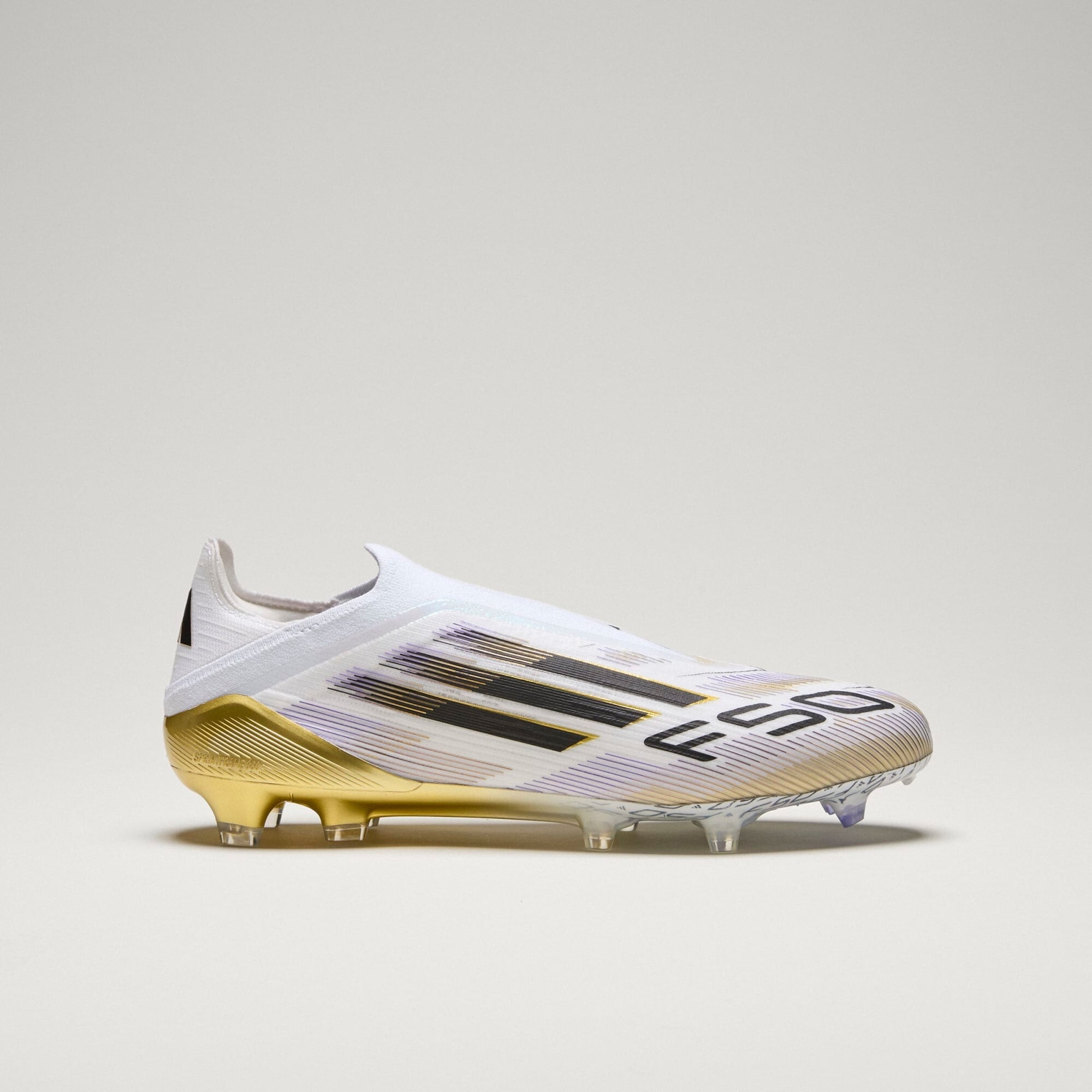 adidas F50 Elite Laceless FG Low-Top Soccer Cleats - Cloud White / Core Black / Gold Metallic